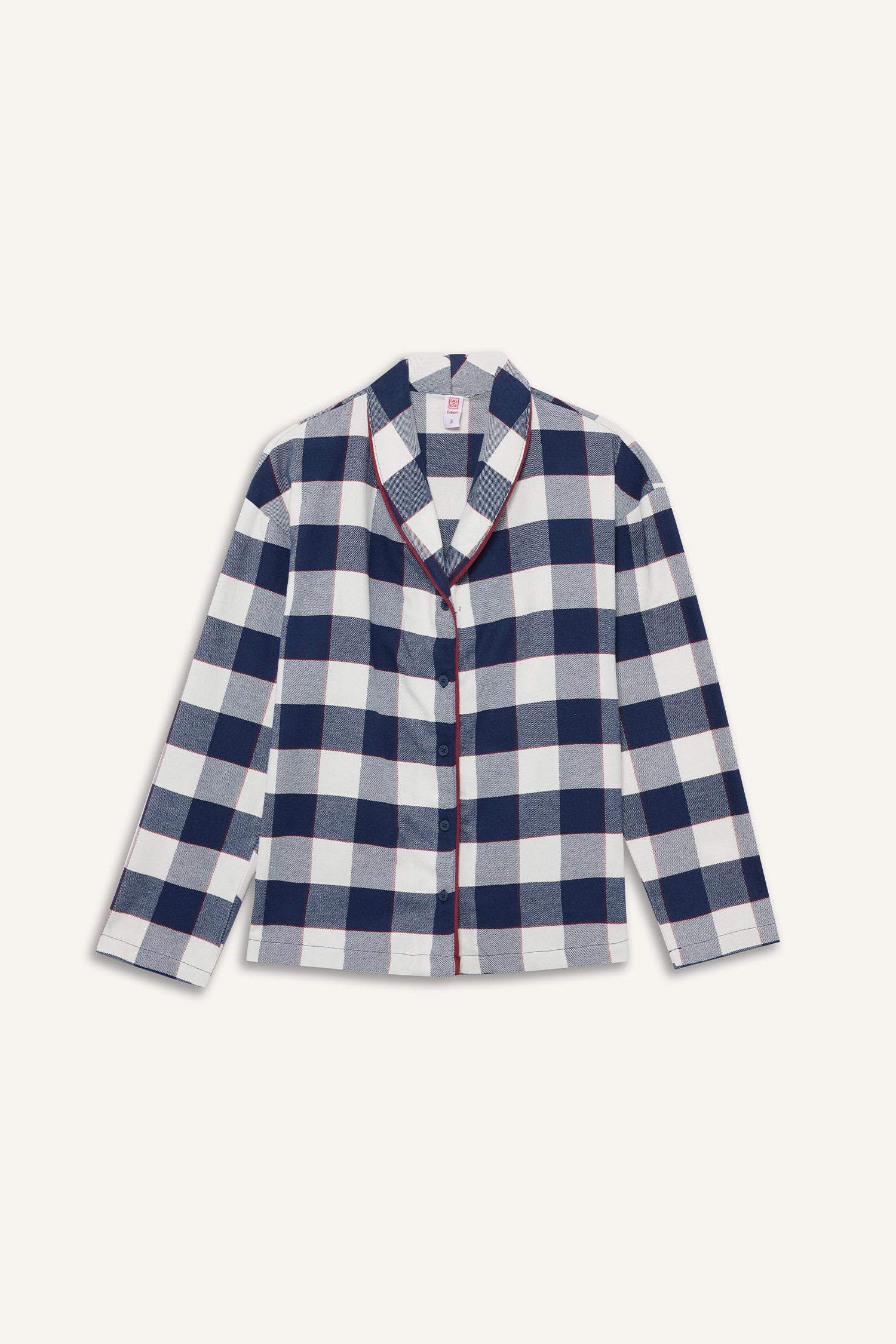 Pijama Takımı Regular Fit Kareli Uzun Kollu Üst Uzun Alt-Fall in Love