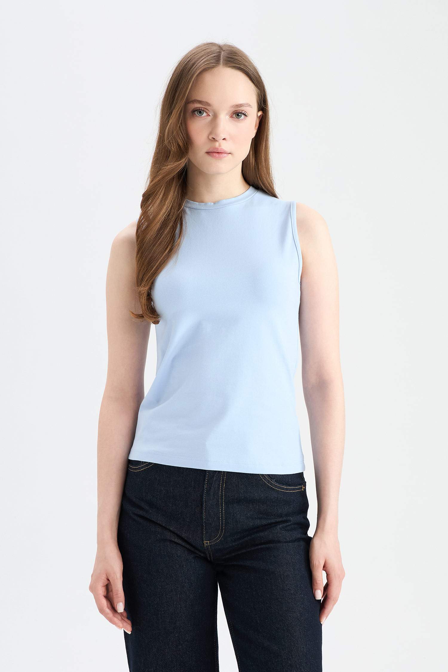 Regular Fit Bisiklet Yaka Basic Düz Atlet