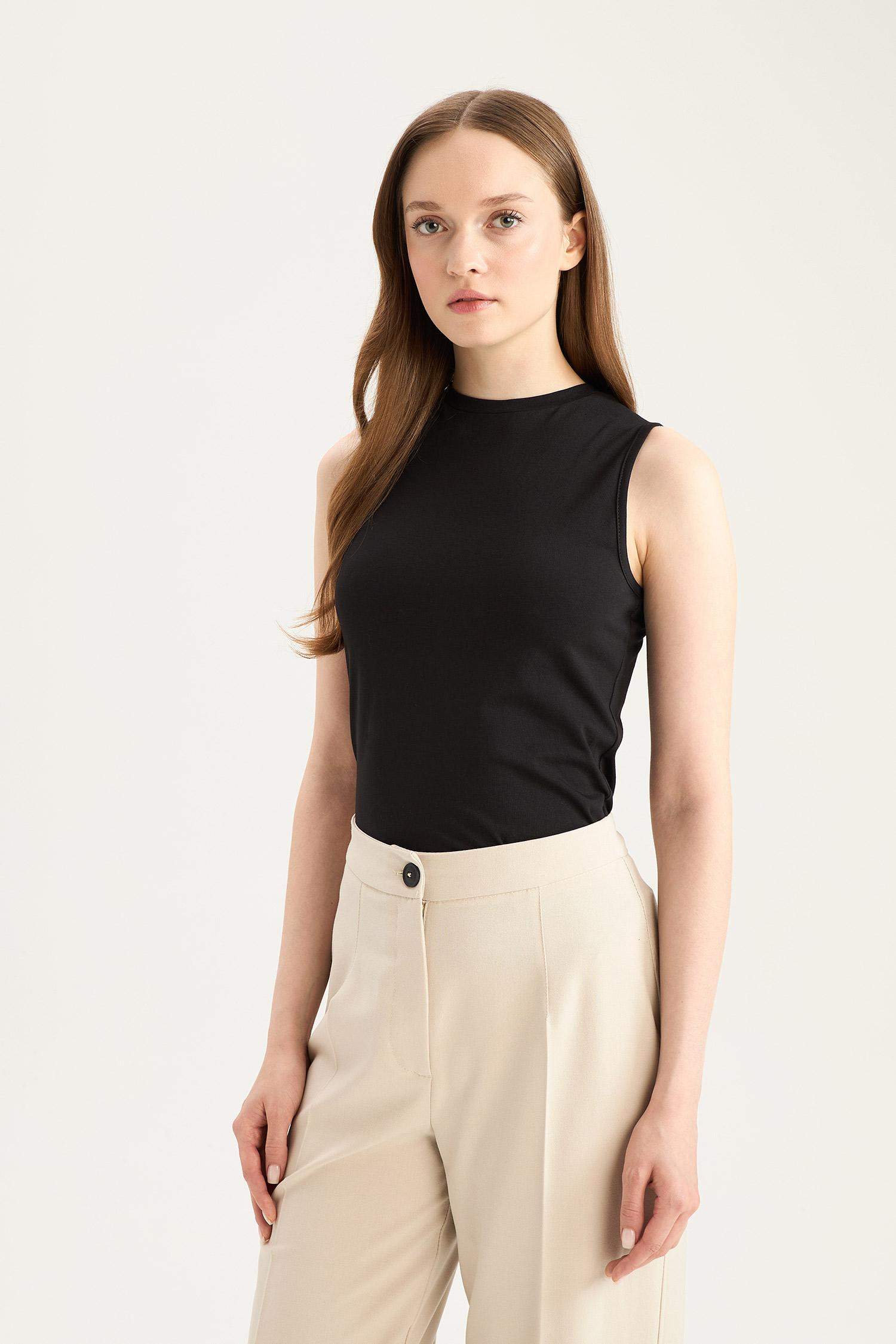 Regular Fit Crew Neck Basic Sleeveless Tank Top