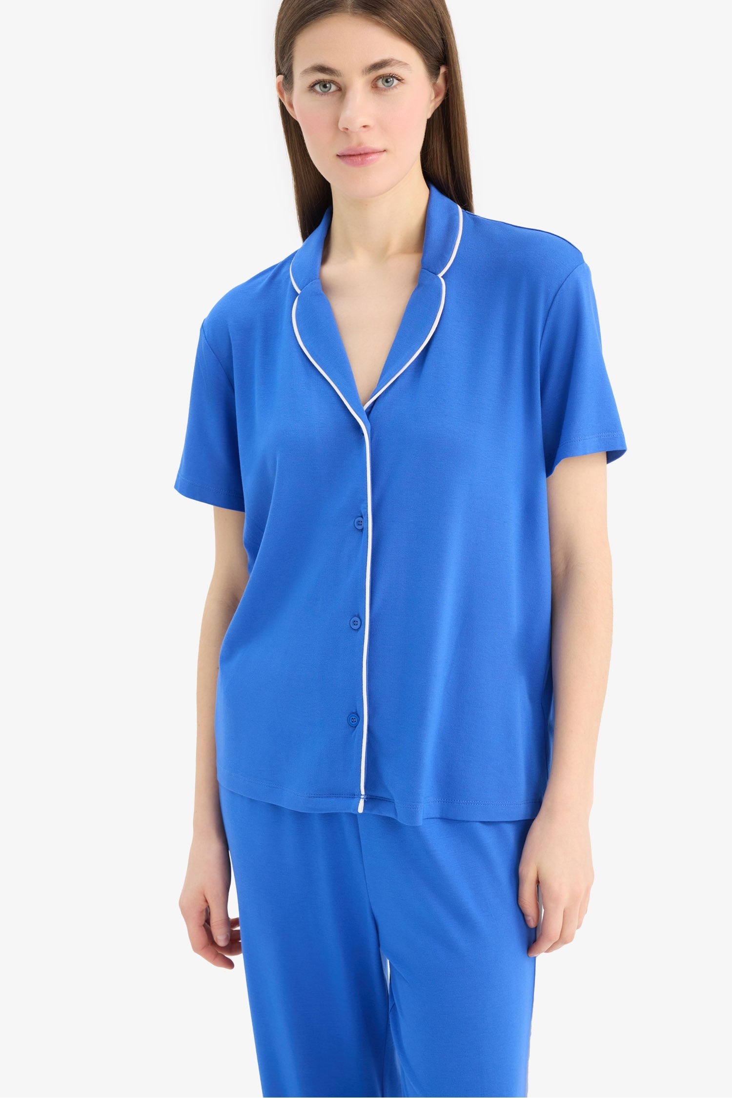 Pijama Takımı Kısa Kollu Üst Beli Lastikli Uzun Alt-Fall in Love