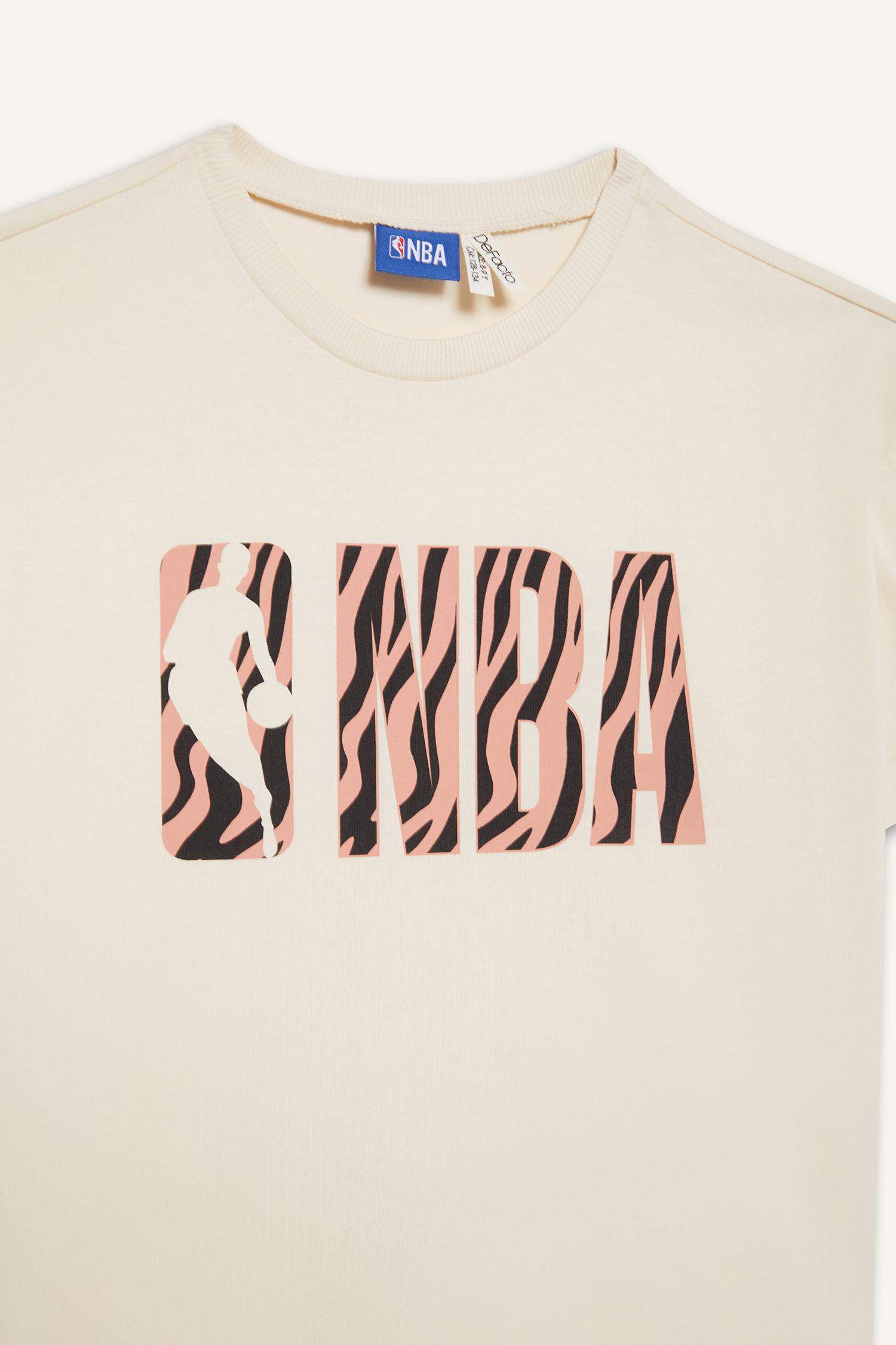 Kız Çocuk NBA Wordmark Oversize Geniş Kalıp Bisiklet Yaka Kısa Kollu Tişört