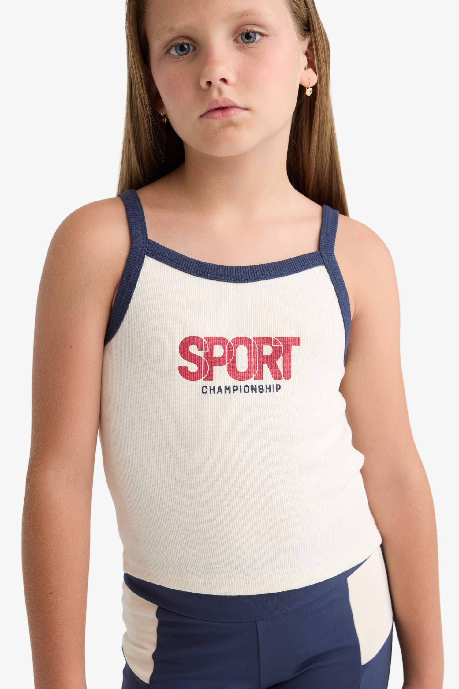 Kız Çocuk Bisiklet Yaka Baskılı Atlet