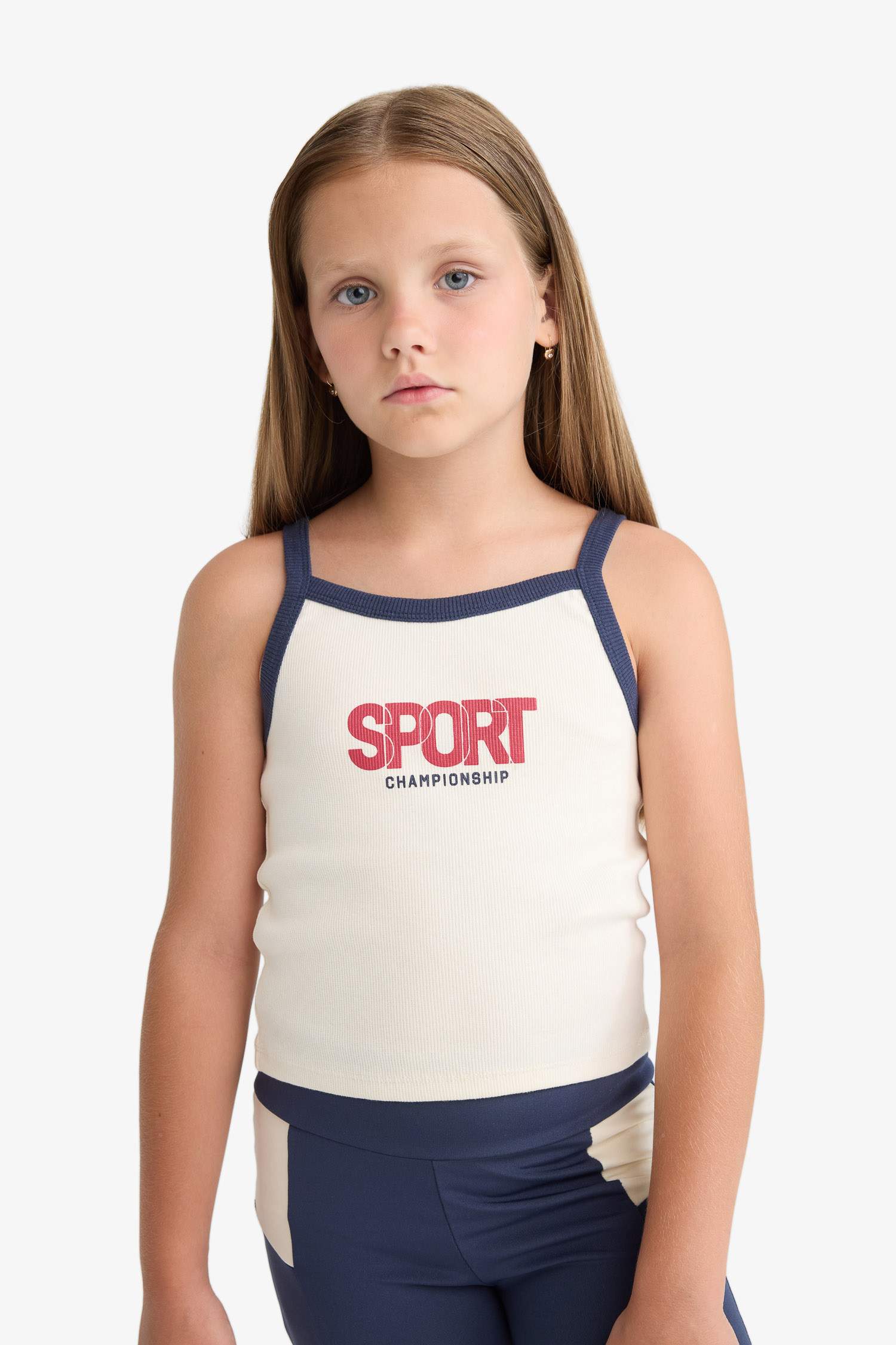 Kız Çocuk Bisiklet Yaka Baskılı Atlet