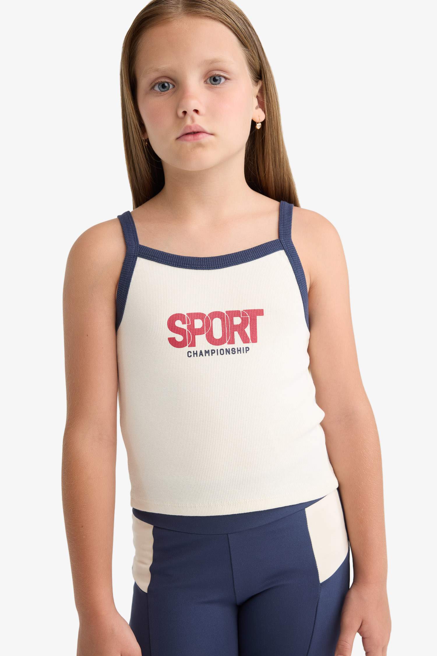 Kız Çocuk Bisiklet Yaka Baskılı Atlet