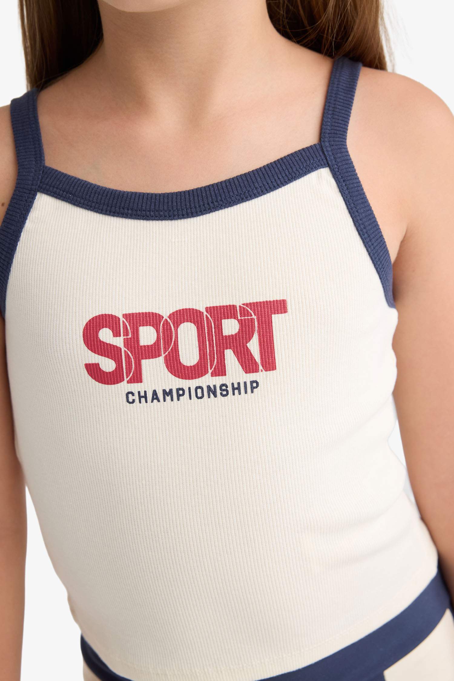 Kız Çocuk Bisiklet Yaka Baskılı Atlet