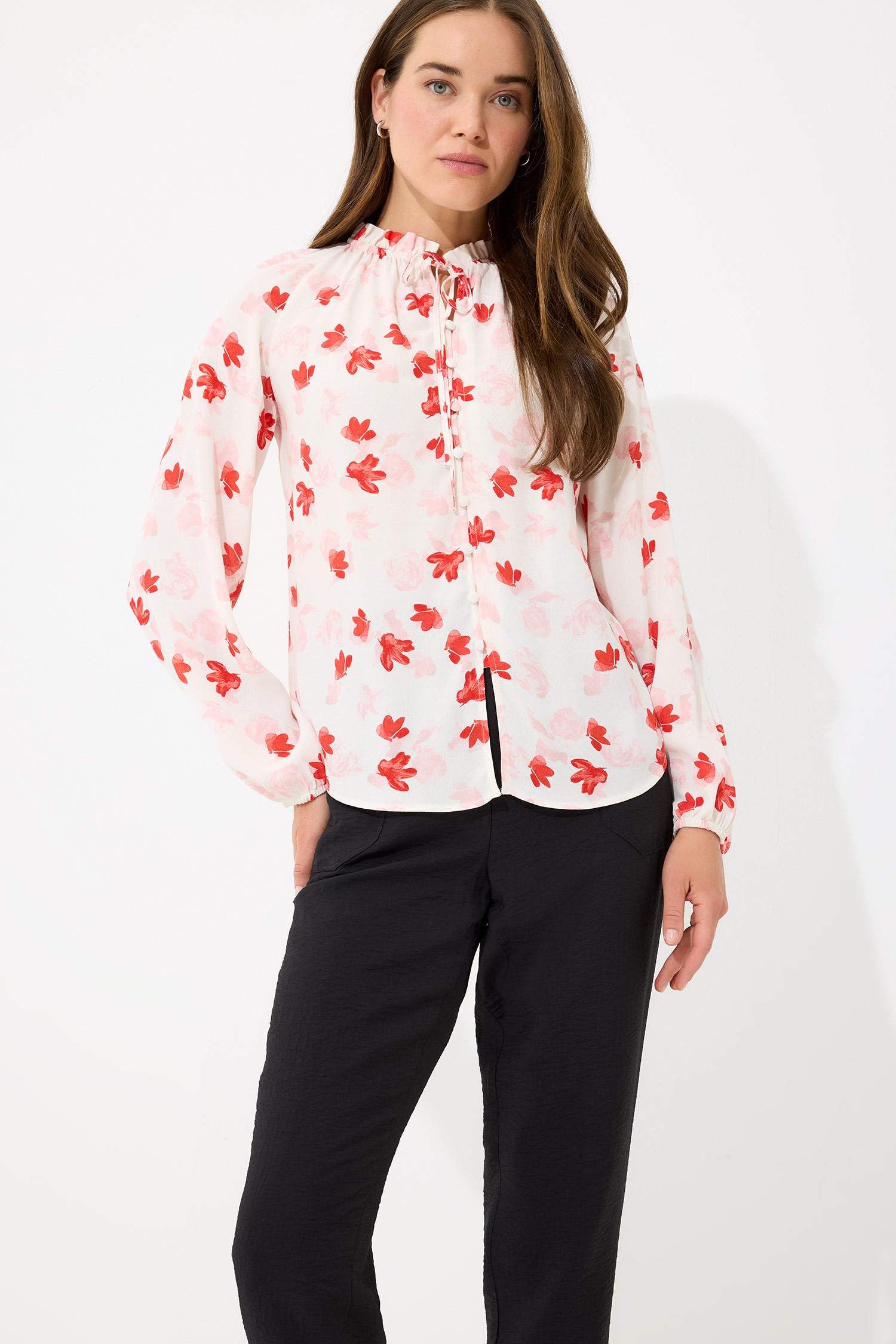 қалыпты пішім Ұзын Жеңді Блуза