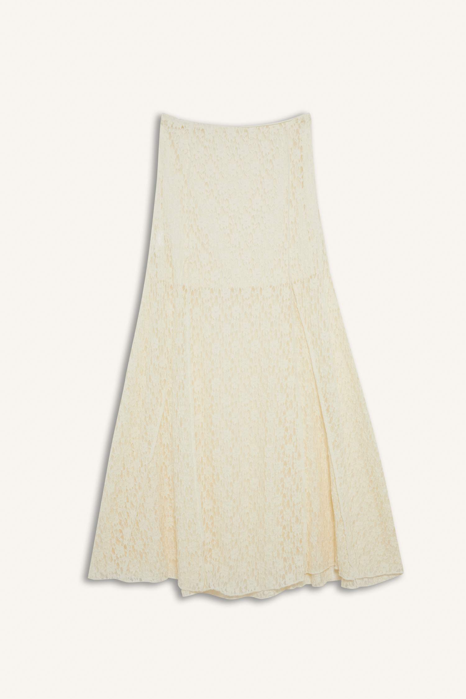 جيبة ميدي دانتيل بقصة A بخصر عادي وطانة جيرسي