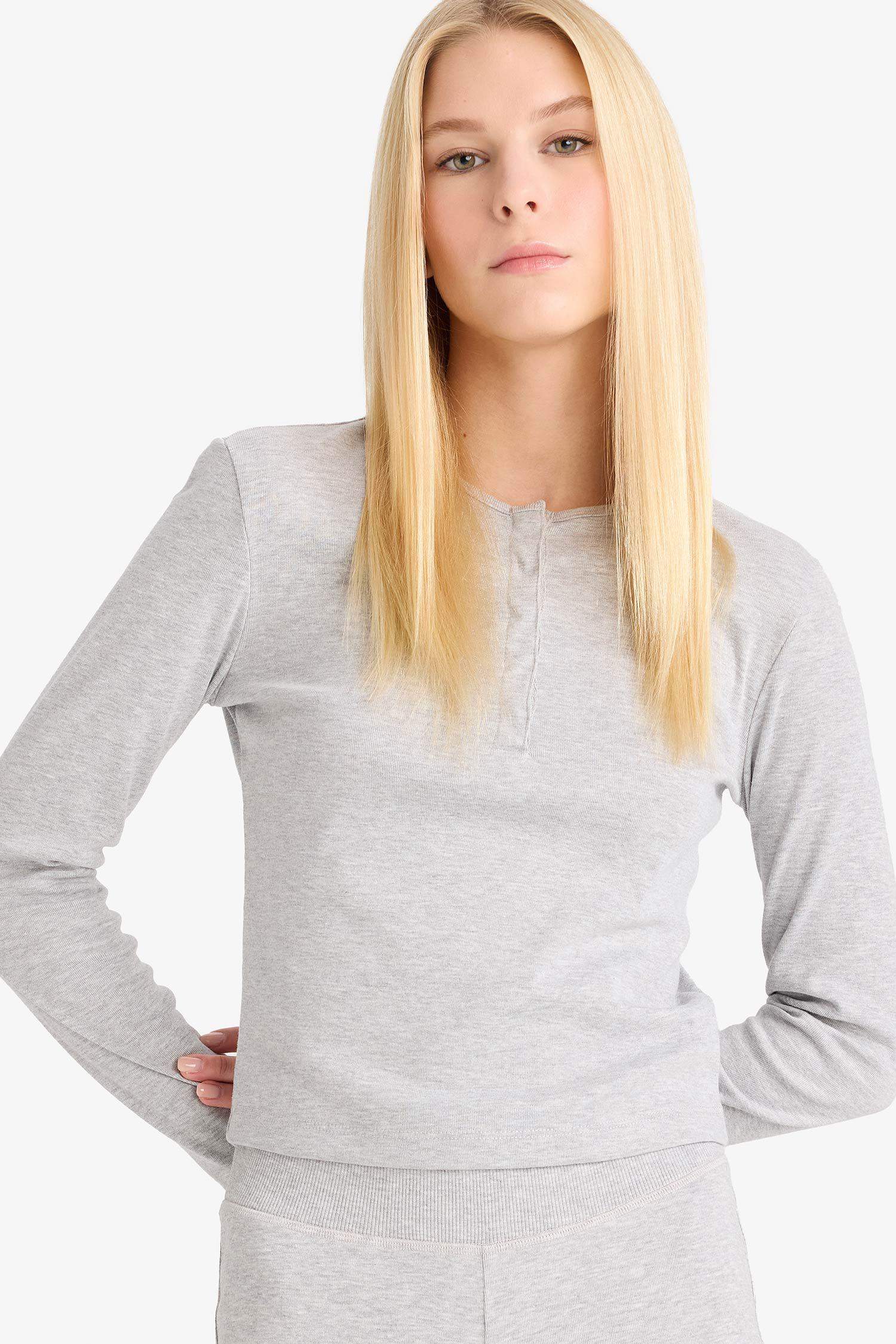 Fitted Ribbed Long Sleeve T-Shirt
