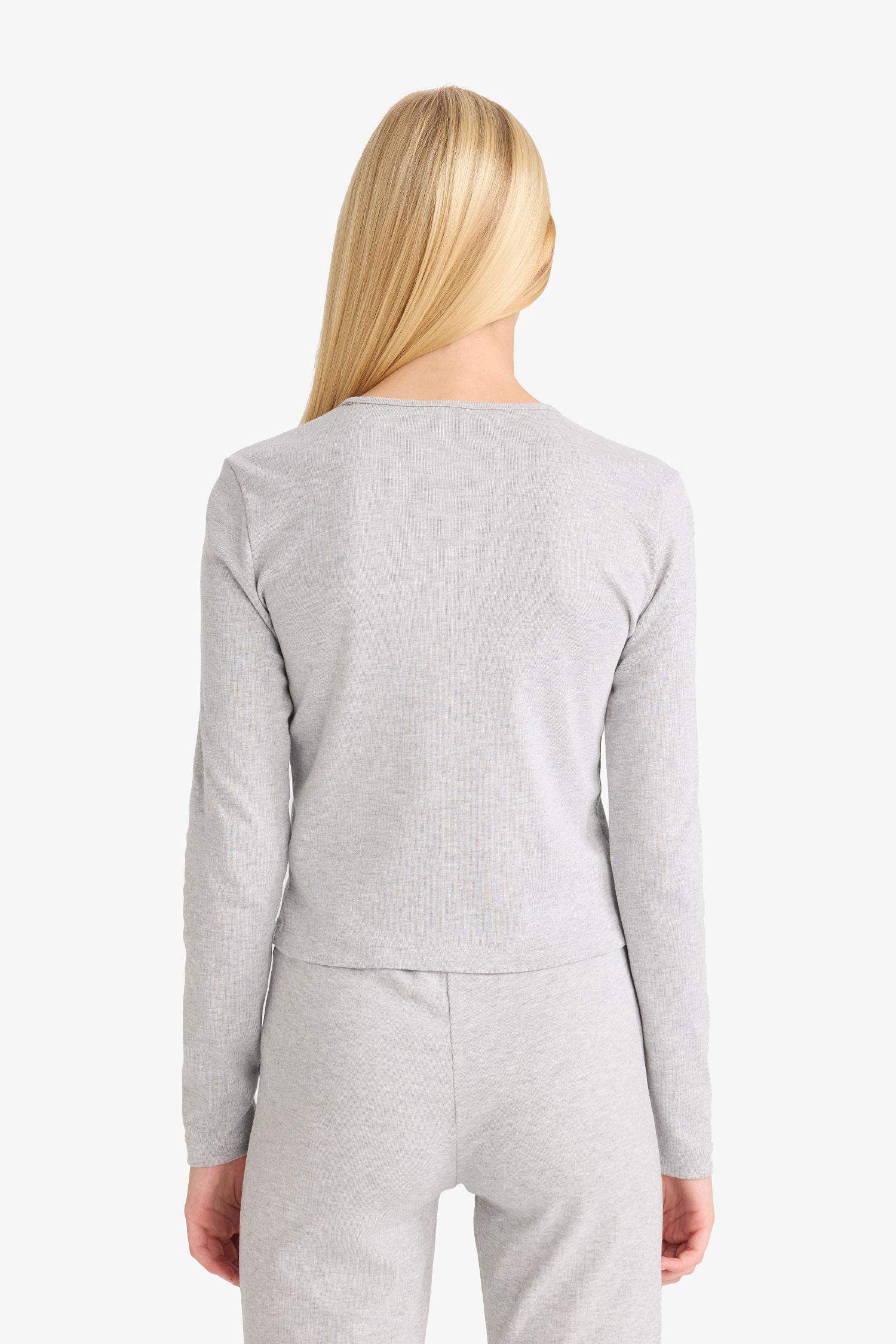 Fitted Ribbed Long Sleeve T-Shirt