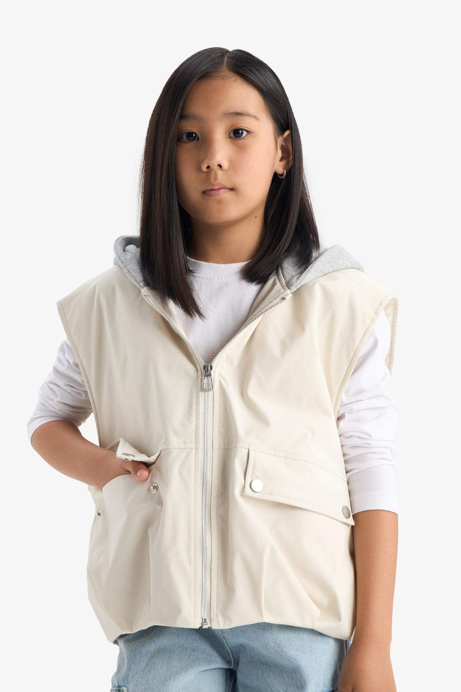 Girl Hooded Waterproof Vest