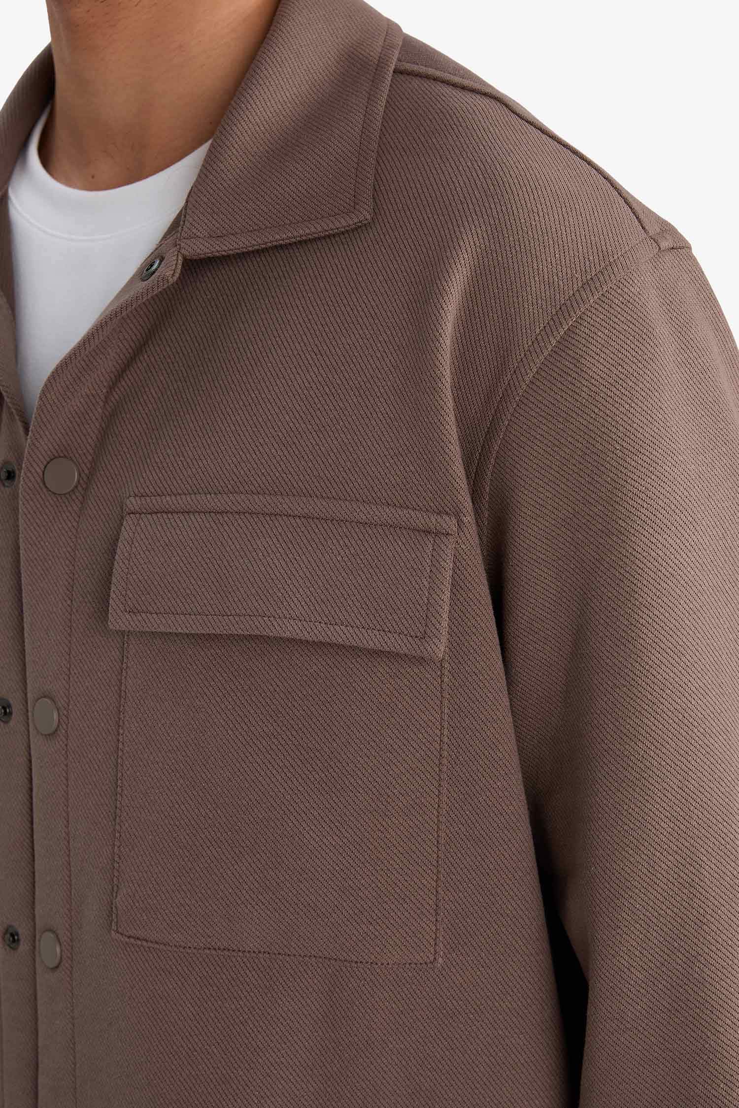 Surchemise en sergé à manches longues Coupe régulière