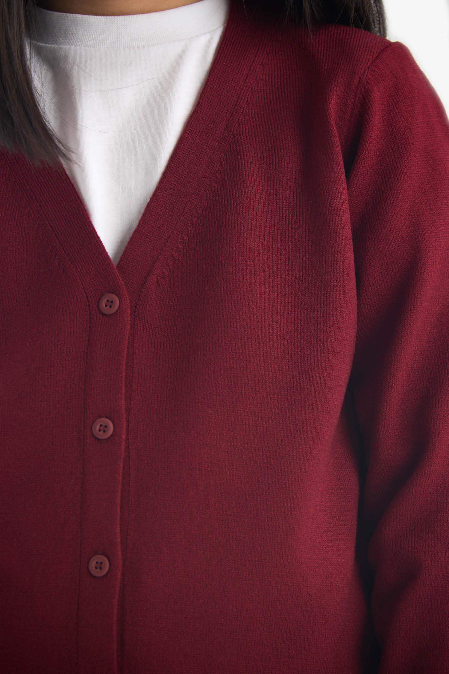 Kız Çocuk V Yaka Düğmeli Okul Triko Hırkası