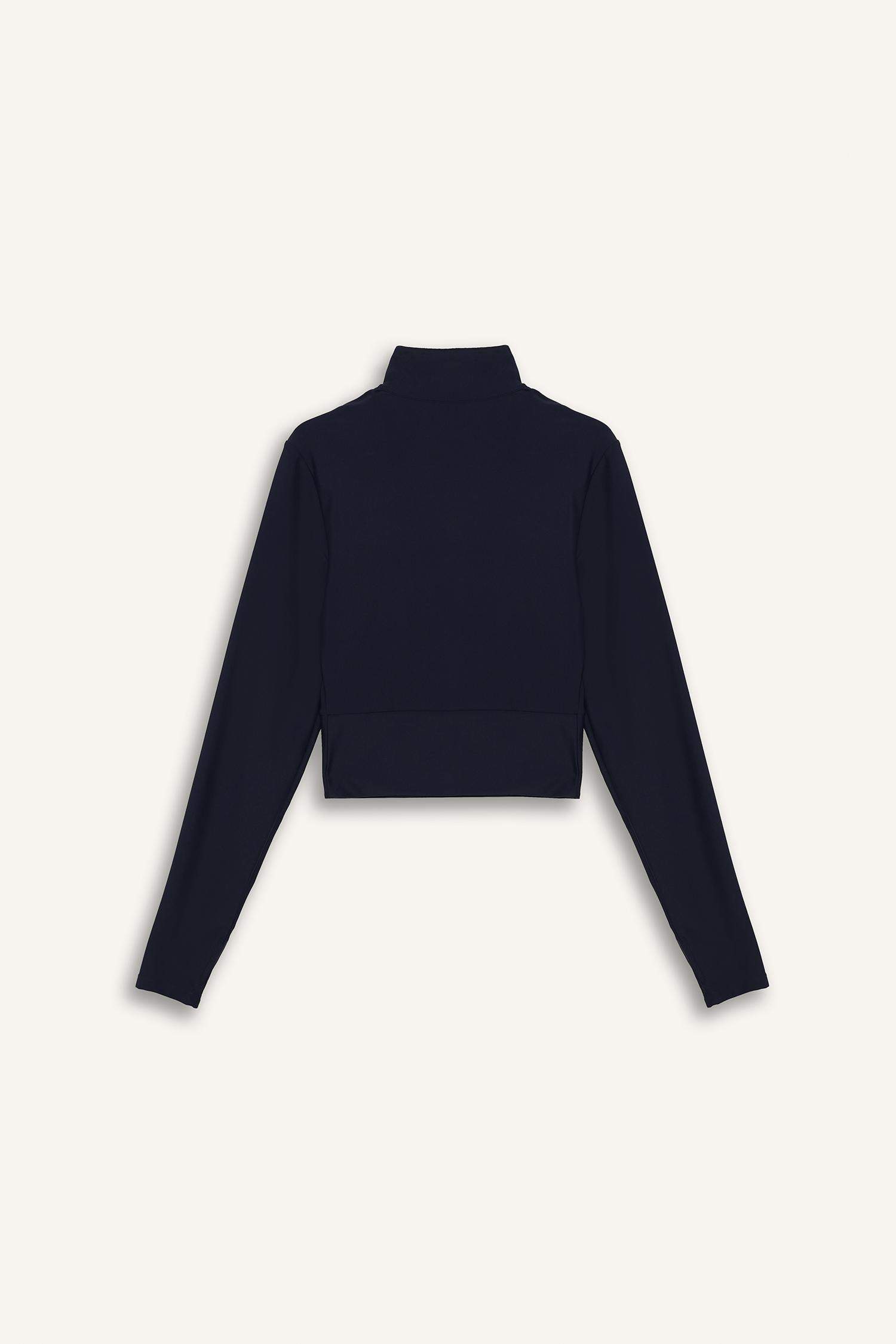 DeFactoFit Slim Fit Dar Kesim Dik Yaka Baskılı Ultra Esnek Fermuarlı Hırka