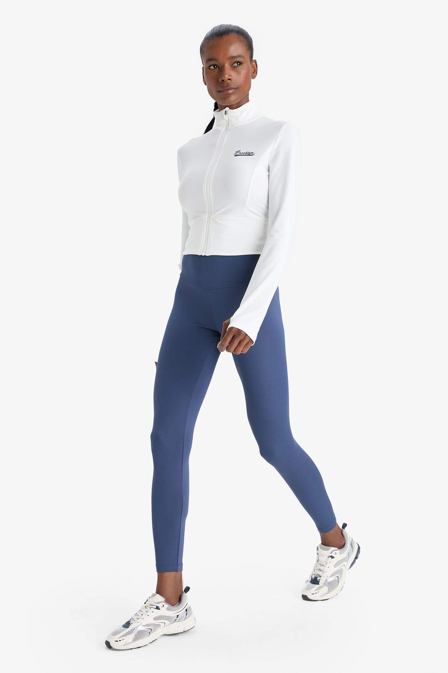 DeFactoFit Slim Fit Dar Kesim Dik Yaka Baskılı Ultra Esnek Fermuarlı Hırka