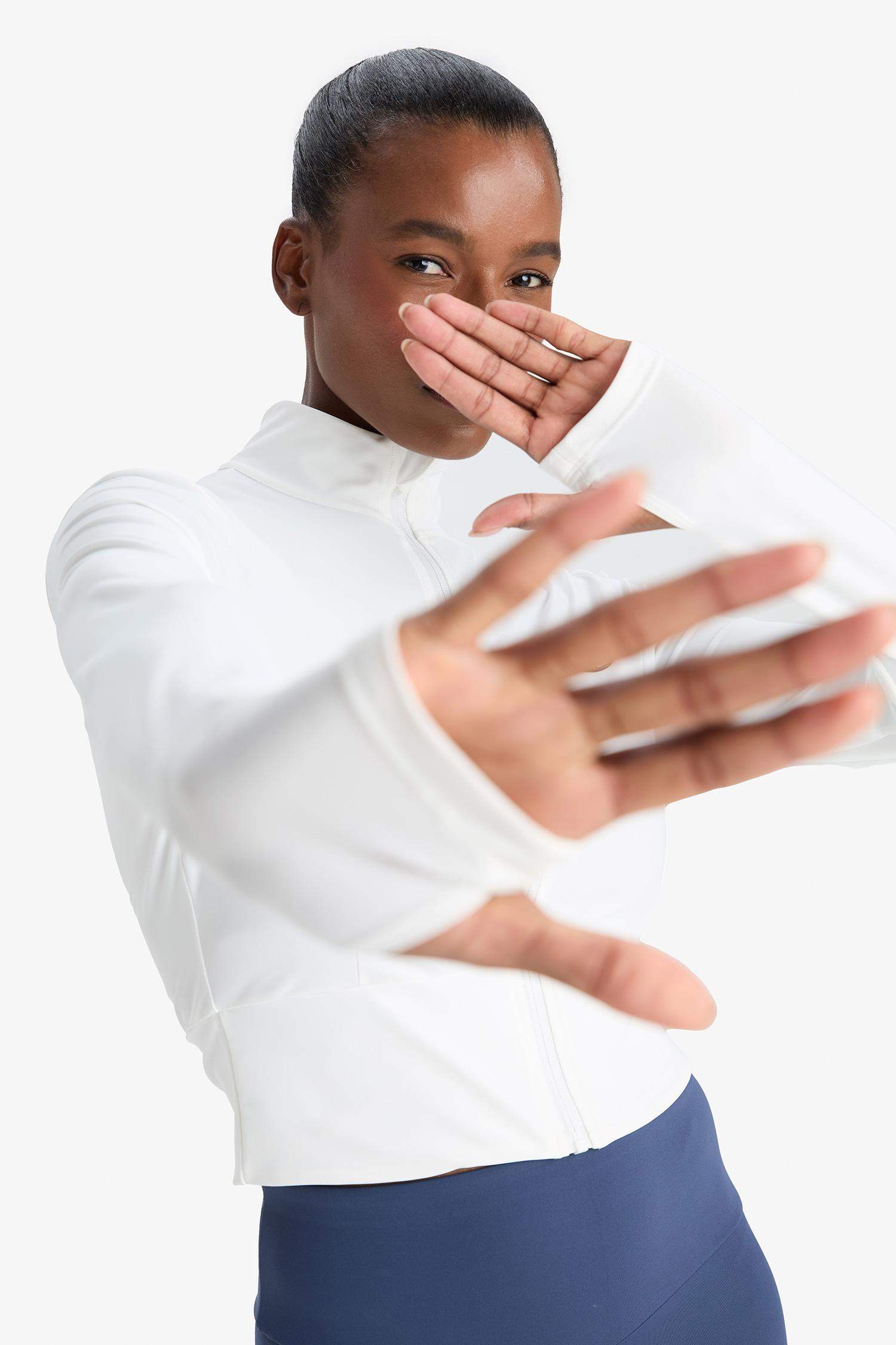 DeFactoFit Slim Fit Dar Kesim Dik Yaka Baskılı Ultra Esnek Fermuarlı Hırka