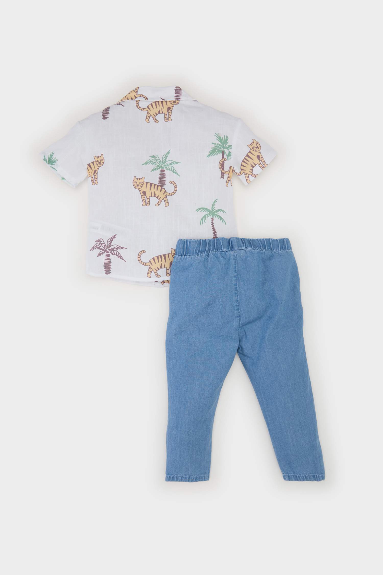 Baby Boy Patterned Flam Poplin Shirt Jeans 2 Piece Set