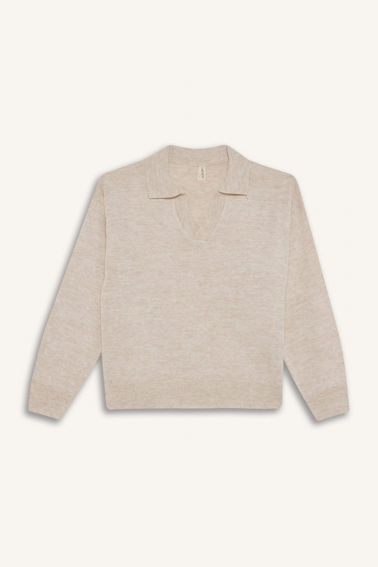 Kız Çocuk Standart Fit Polo Yaka Triko Kazak