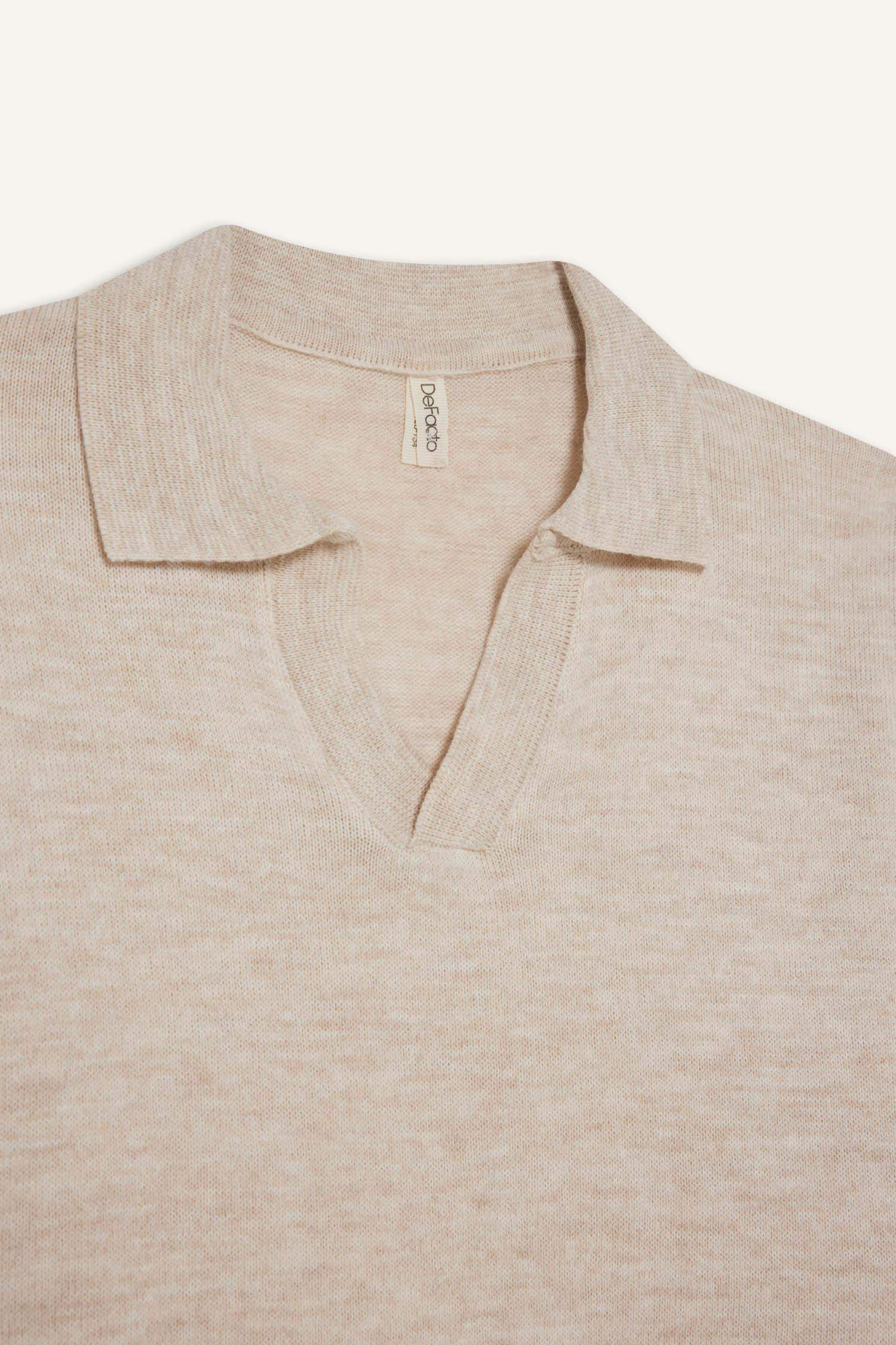 Kız Çocuk Standart Fit Polo Yaka Triko Kazak