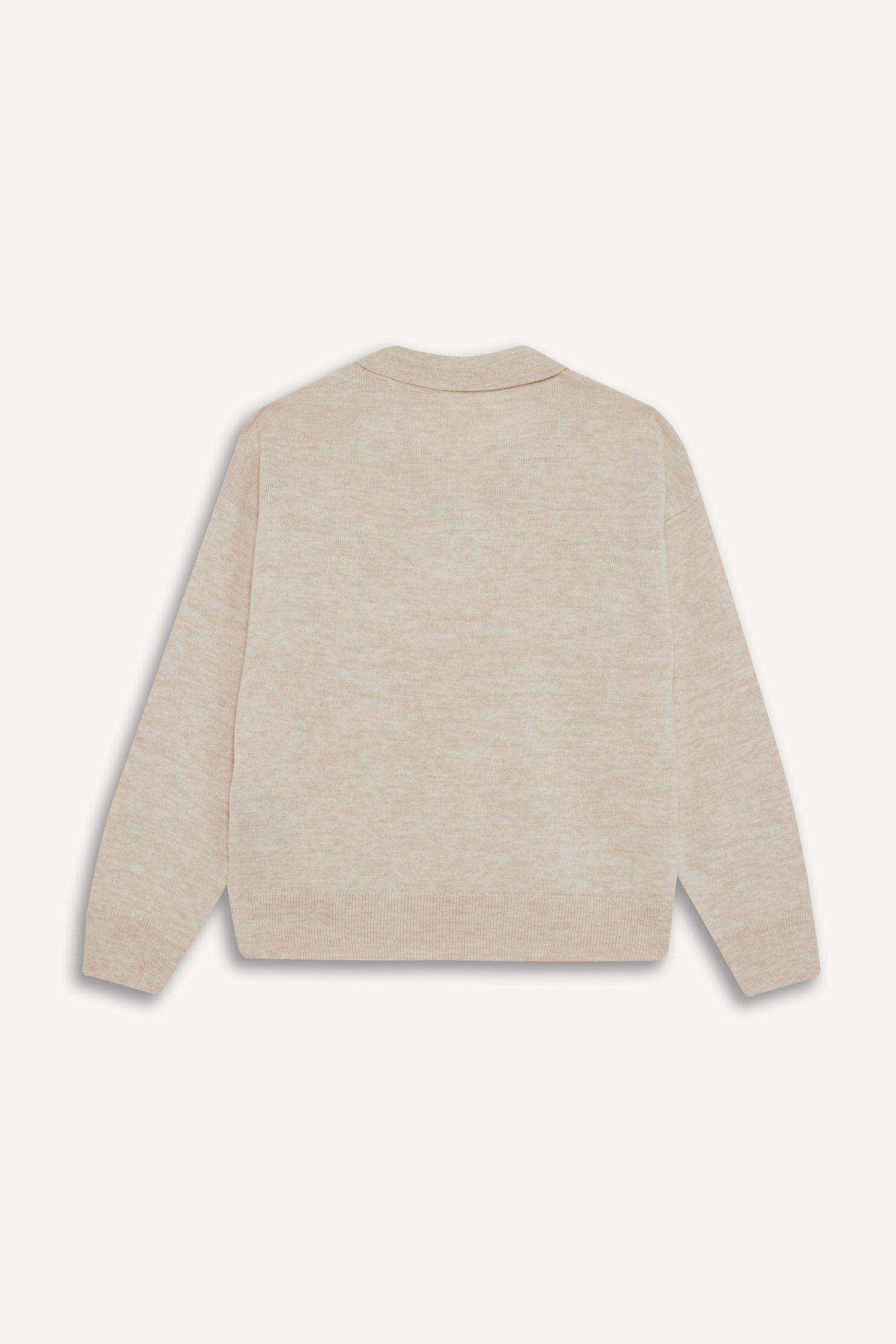 Kız Çocuk Standart Fit Polo Yaka Triko Kazak