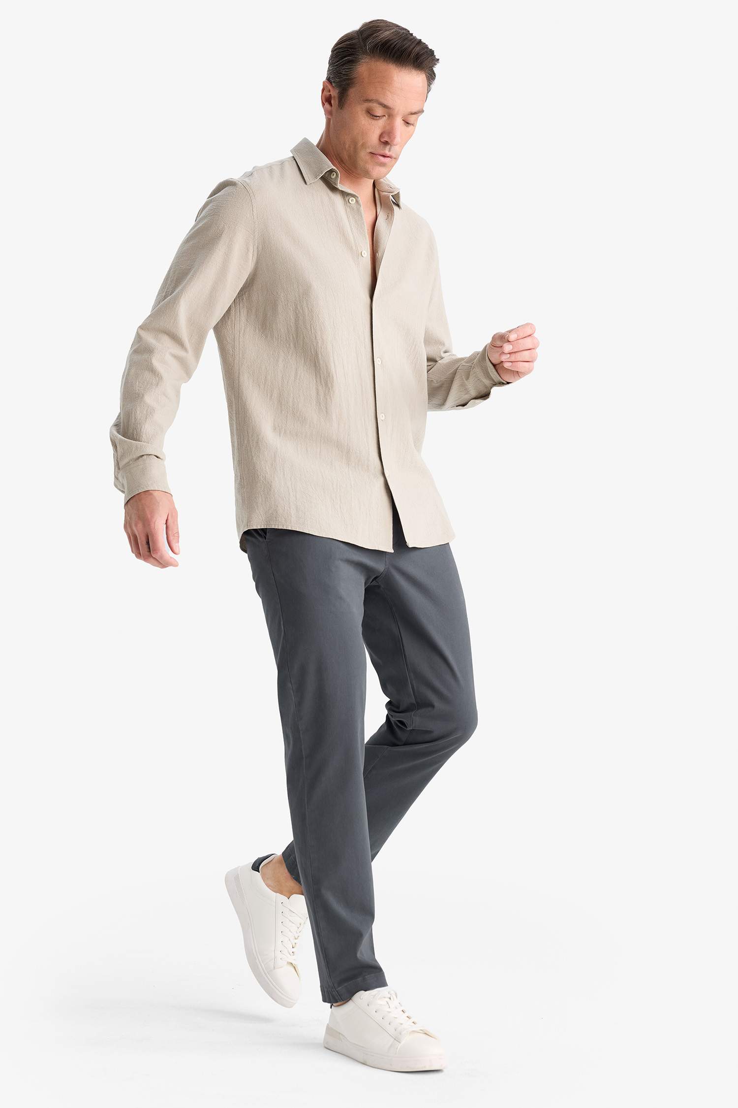 Regular Fit Polo Yaka Pamuklu Uzun Kollu Gömlek