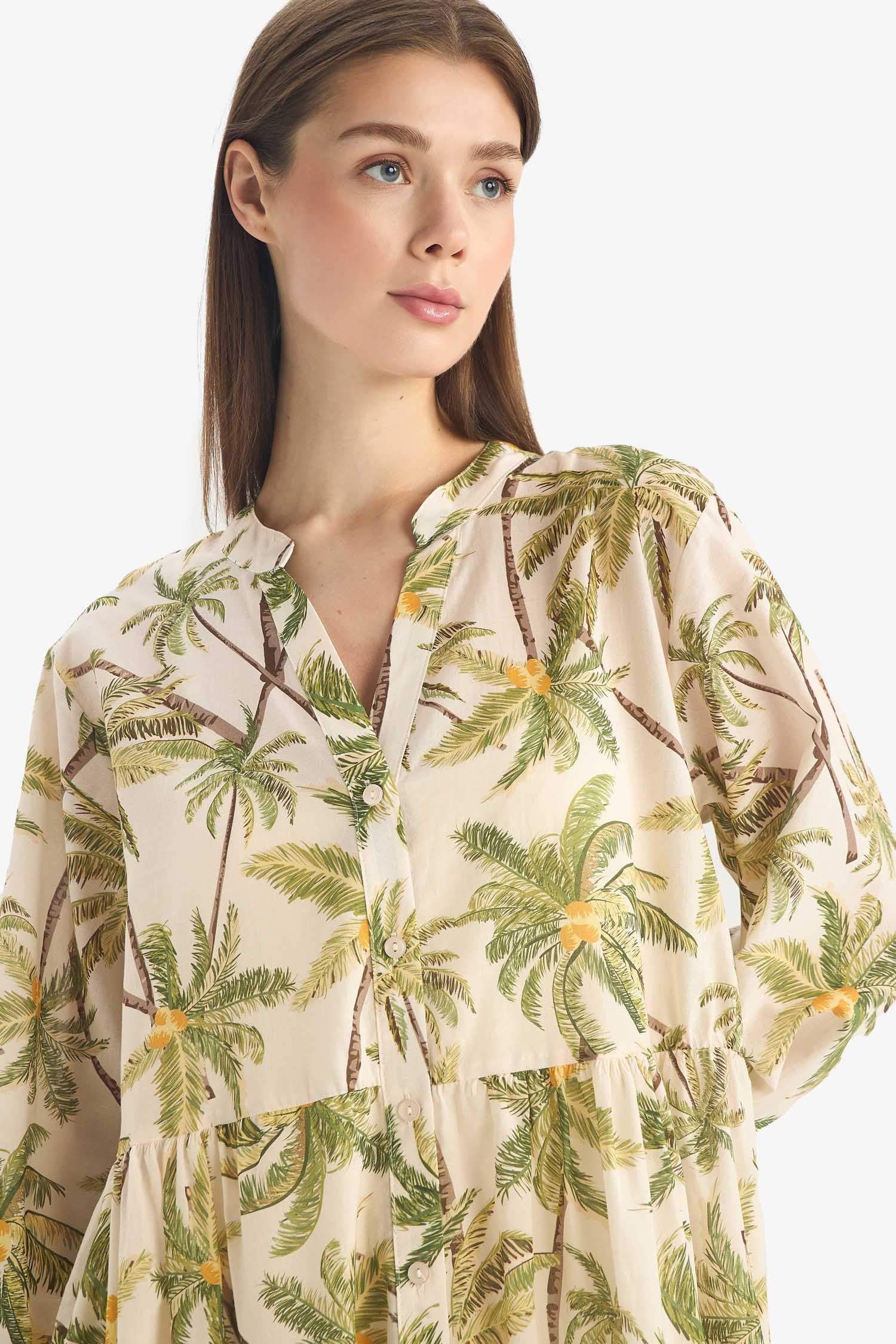 فستان بحر تروبيكال بنمط استوائي قصة عادية من Fall in Love