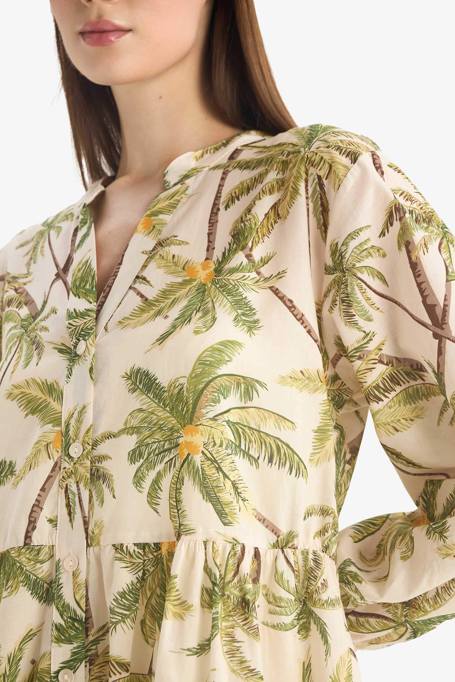 فستان بحر تروبيكال بنمط استوائي قصة عادية من Fall in Love