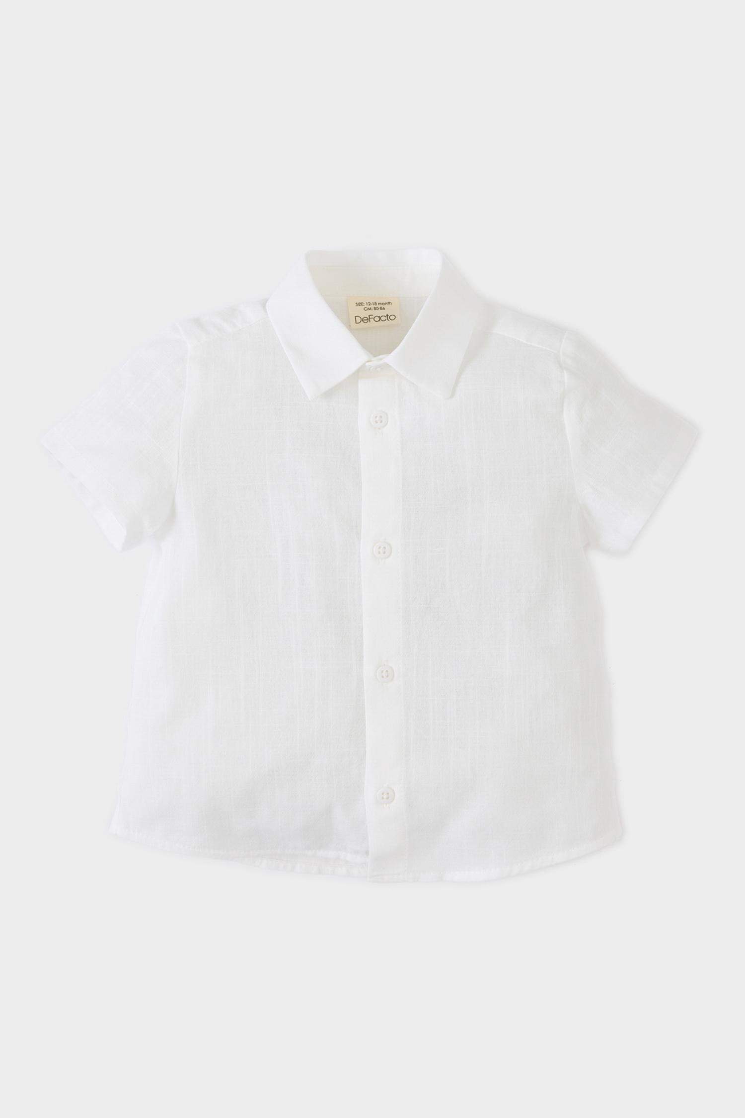 Erkek Bebek Flamlı Poplin Kısa Kollu Gömlek