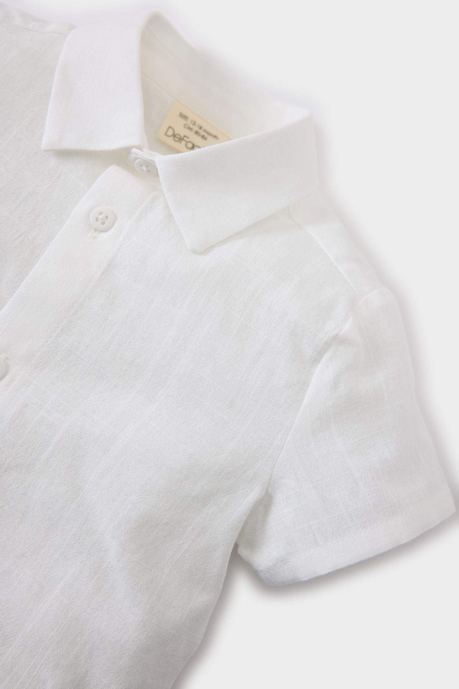 Erkek Bebek Flamlı Poplin Kısa Kollu Gömlek