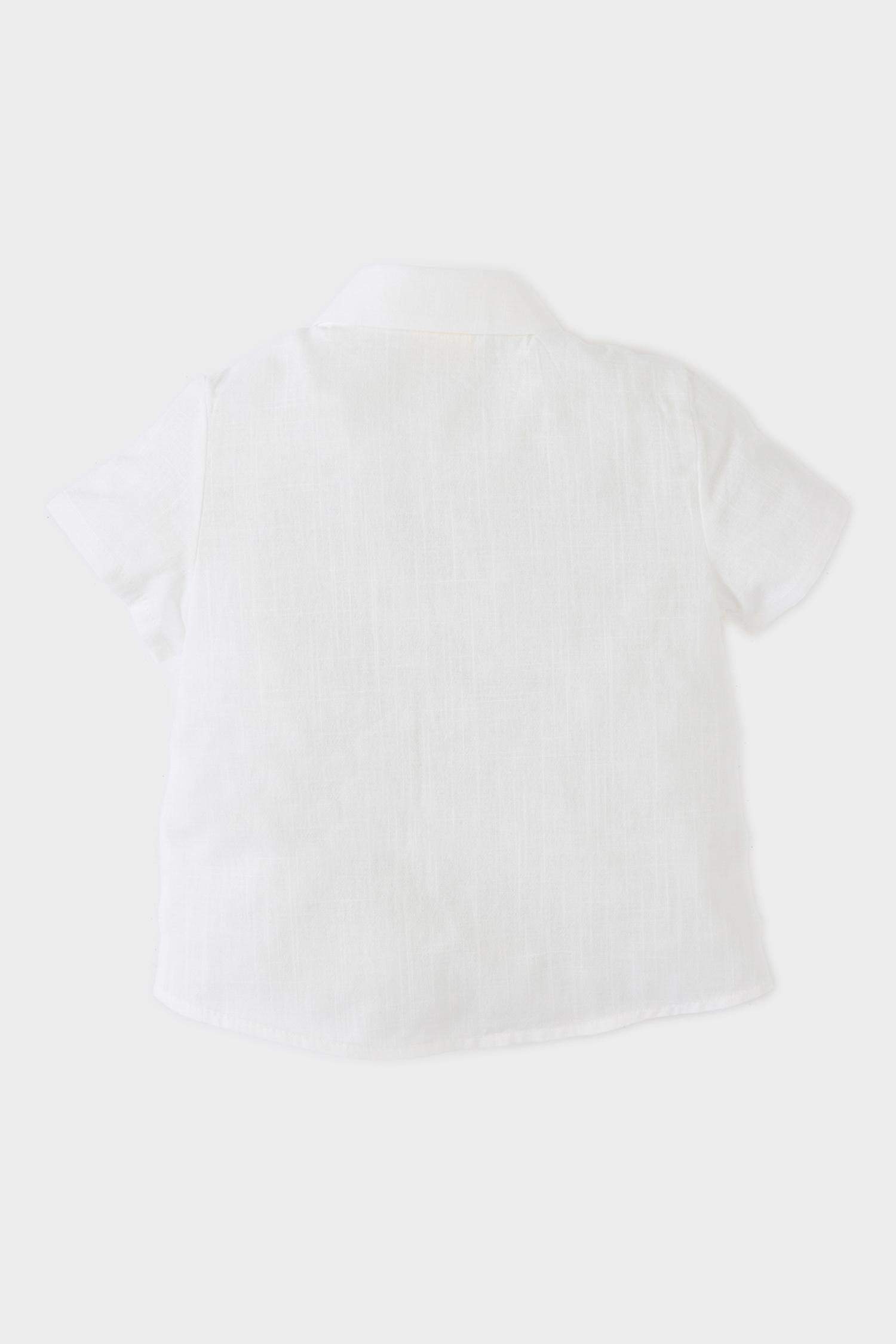 Erkek Bebek Flamlı Poplin Kısa Kollu Gömlek