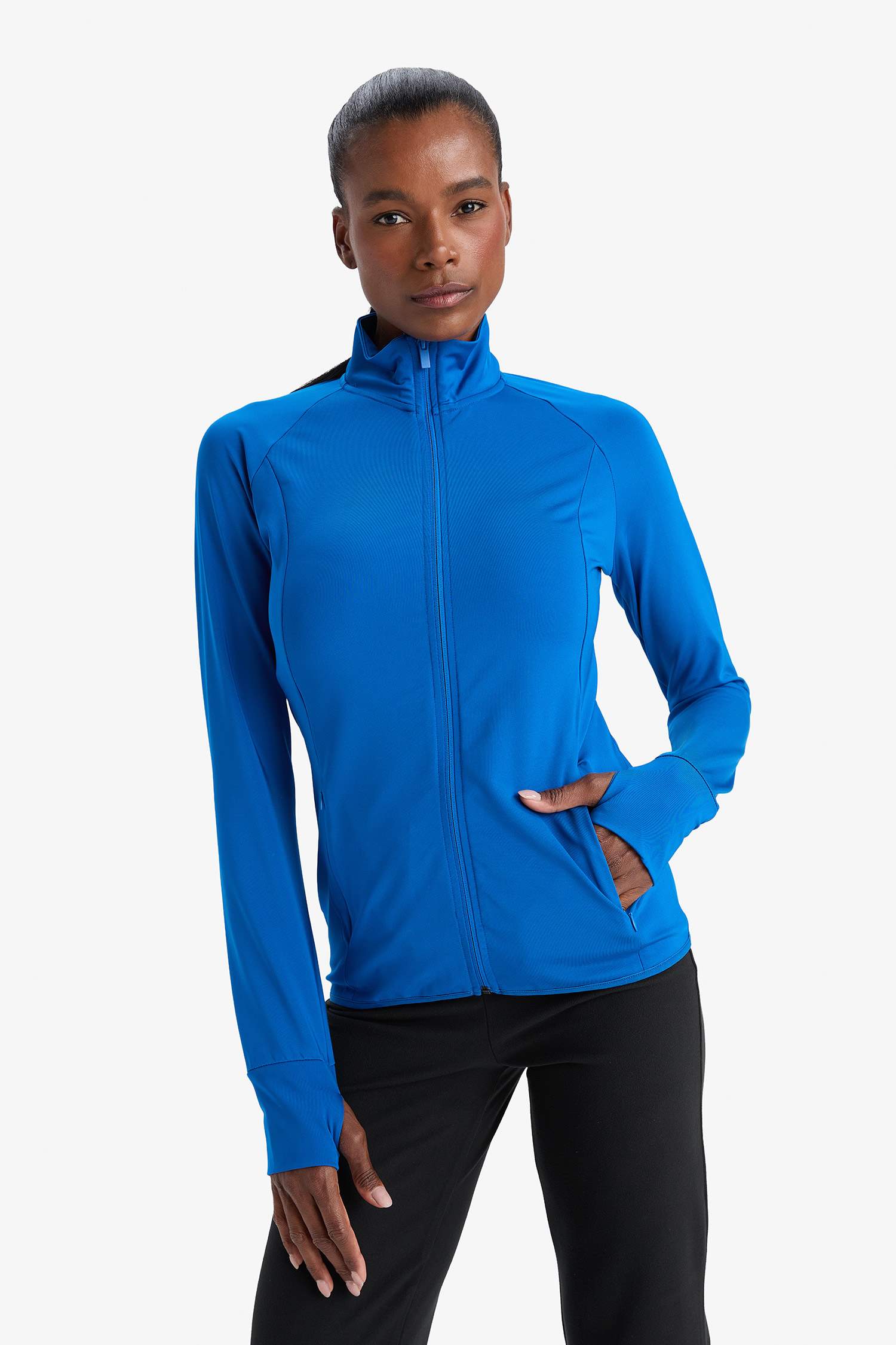 Sweatshirt de sport slim à col montant et fermeture zip de DeFactoFit