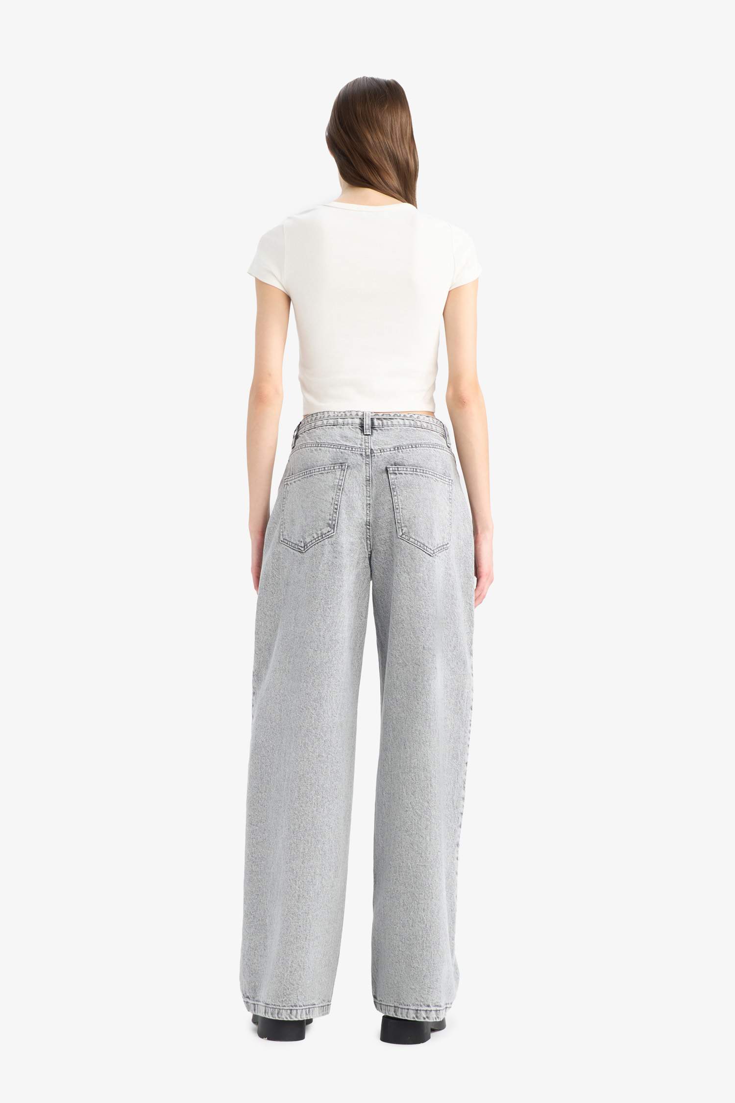 кең аяқ деним ұзын етек Шалбар