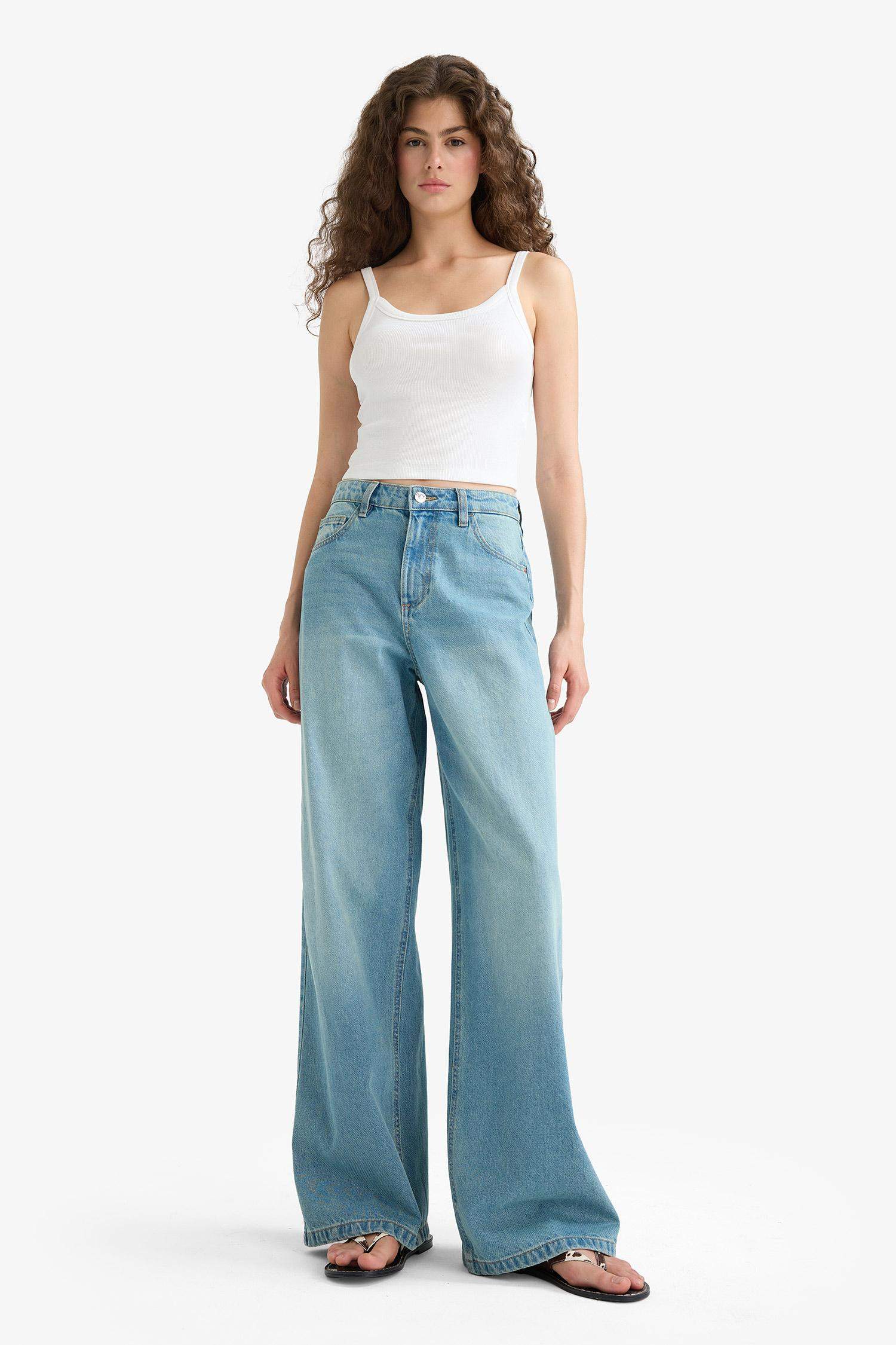 Wide Leg High Waist Straight Leg Jeans