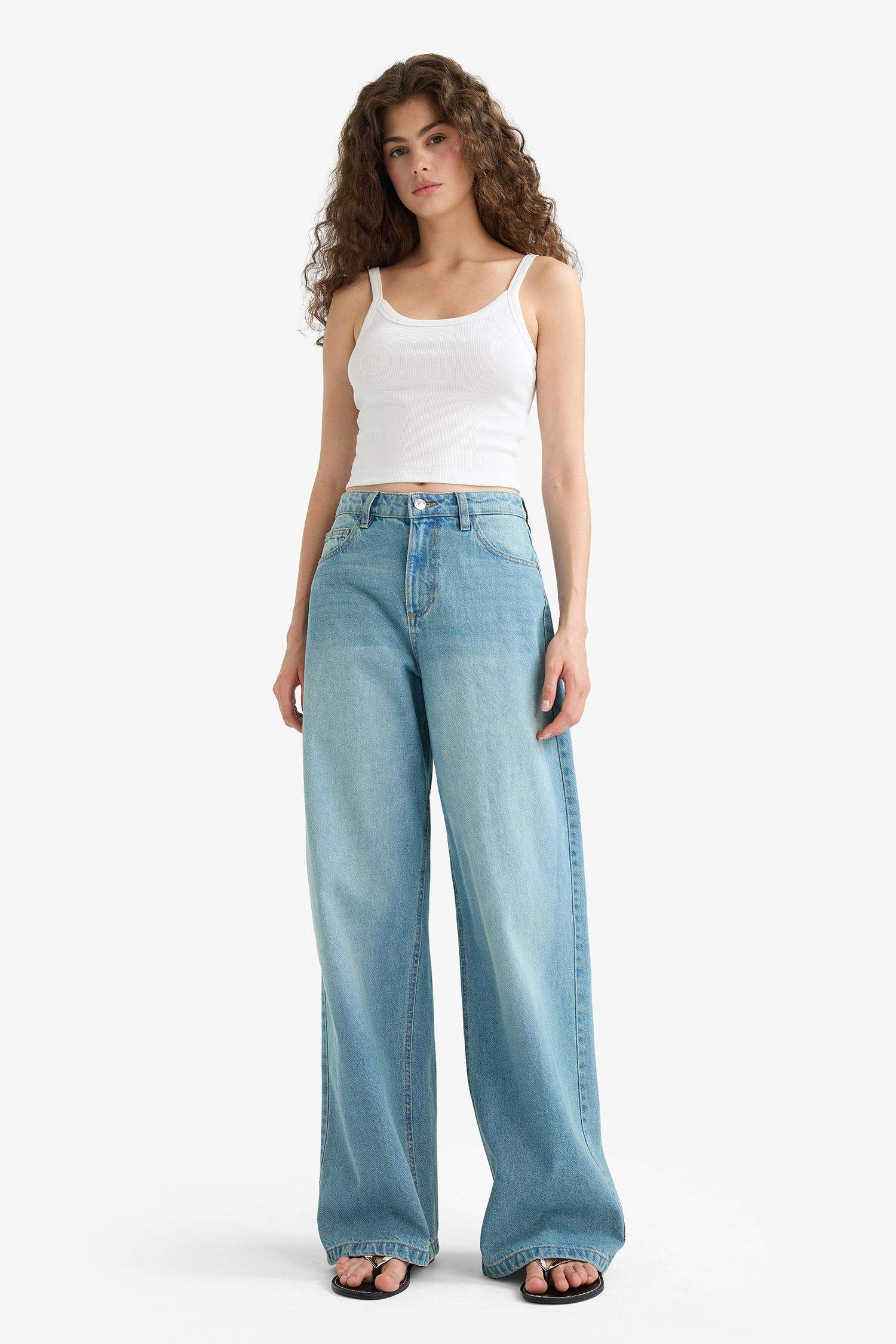 Wide Leg High Waist Straight Leg Jeans