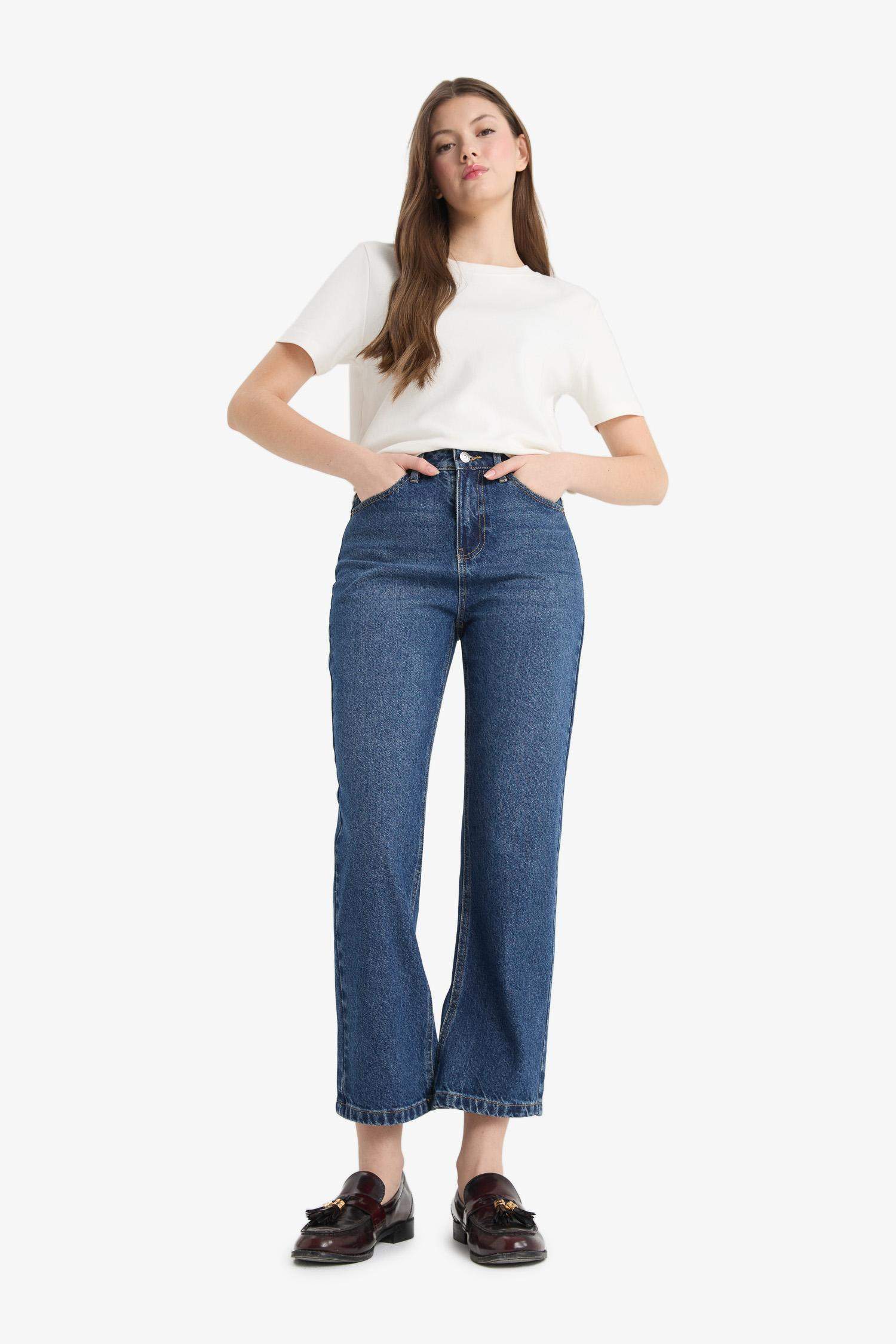 Straight Fit High Waist Straight Leg Jeans