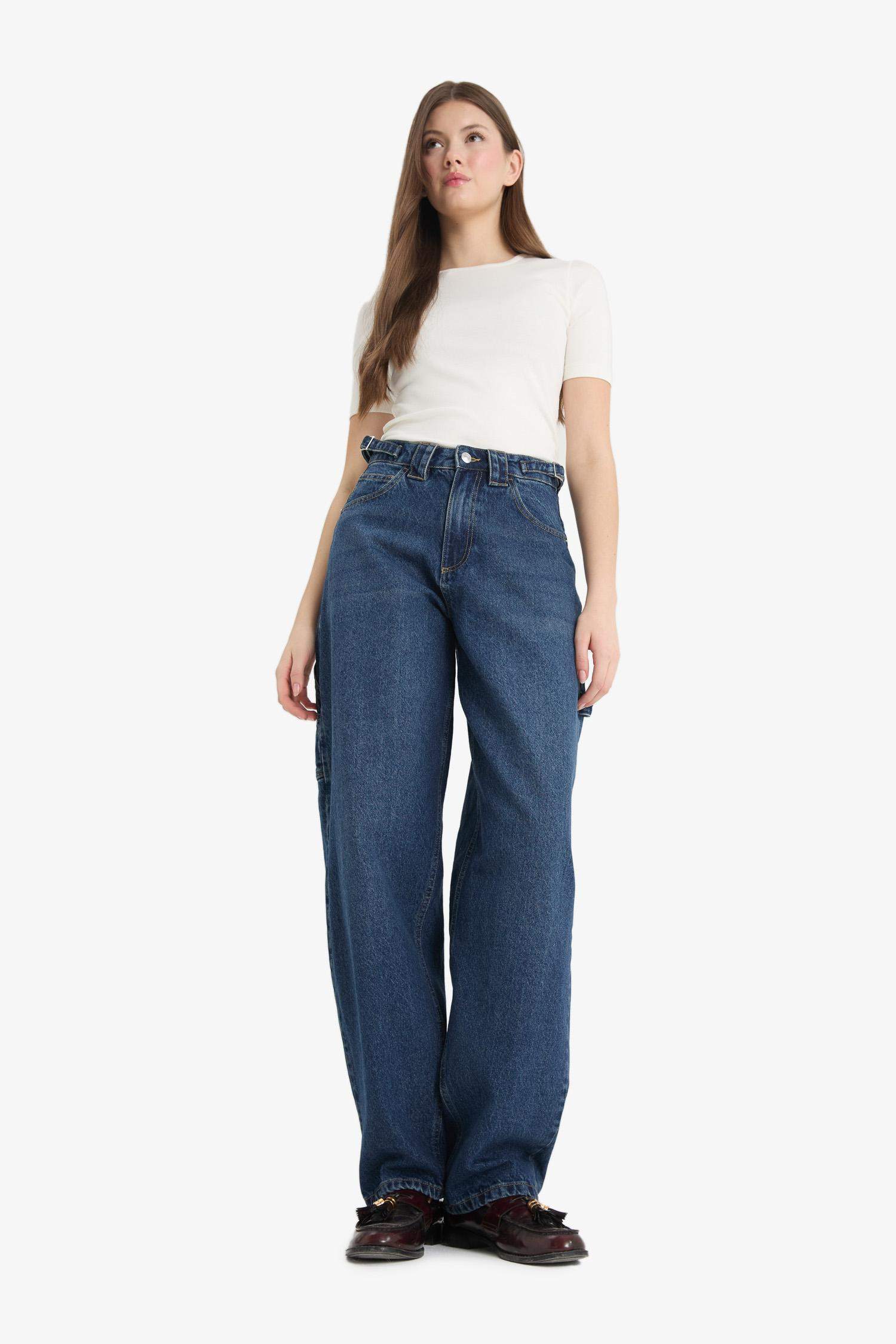 Carpenter Fit High Waist Straight Leg Jeans
