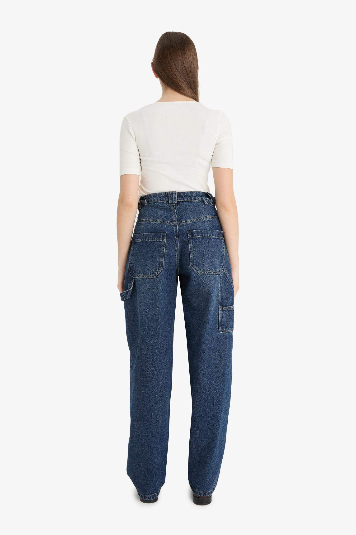 Carpenter Fit High Waist Straight Leg Jeans