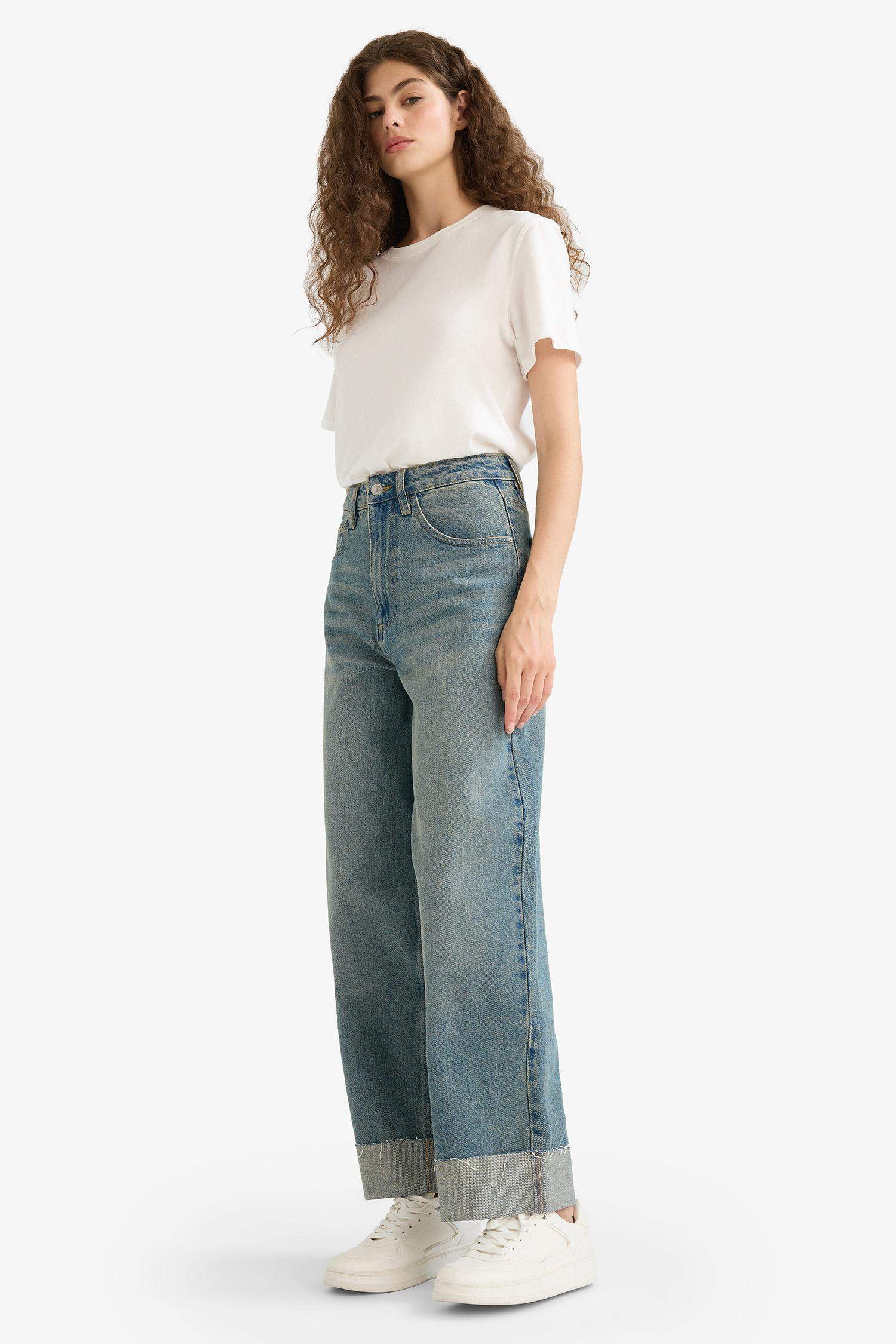 Baggy Fit High Waist Straight Leg Jeans