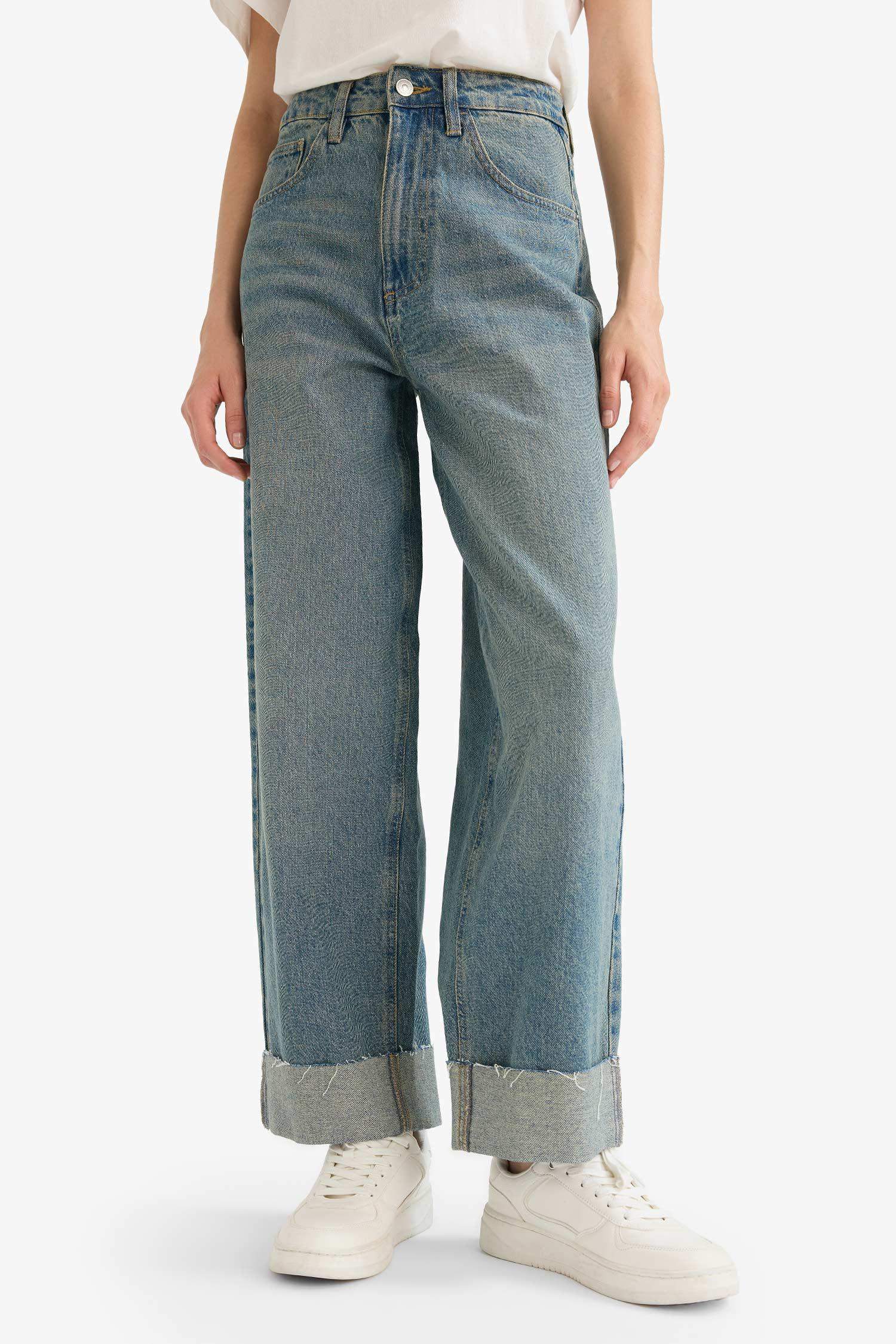 Baggy Fit High Waist Straight Leg Jeans