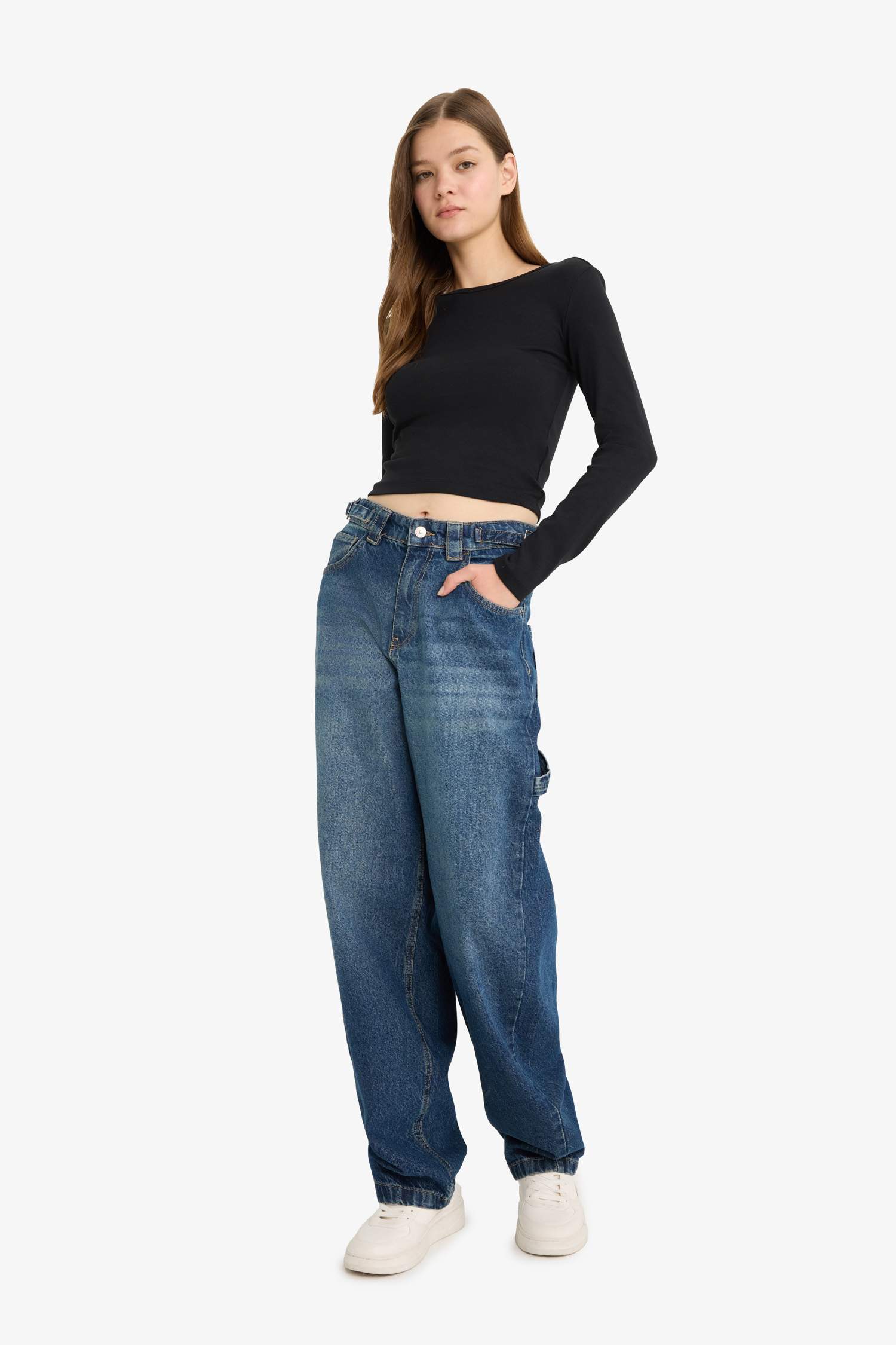 Coool Fitted Bisiklet Yaka Ribana Uzun Kollu Tişört