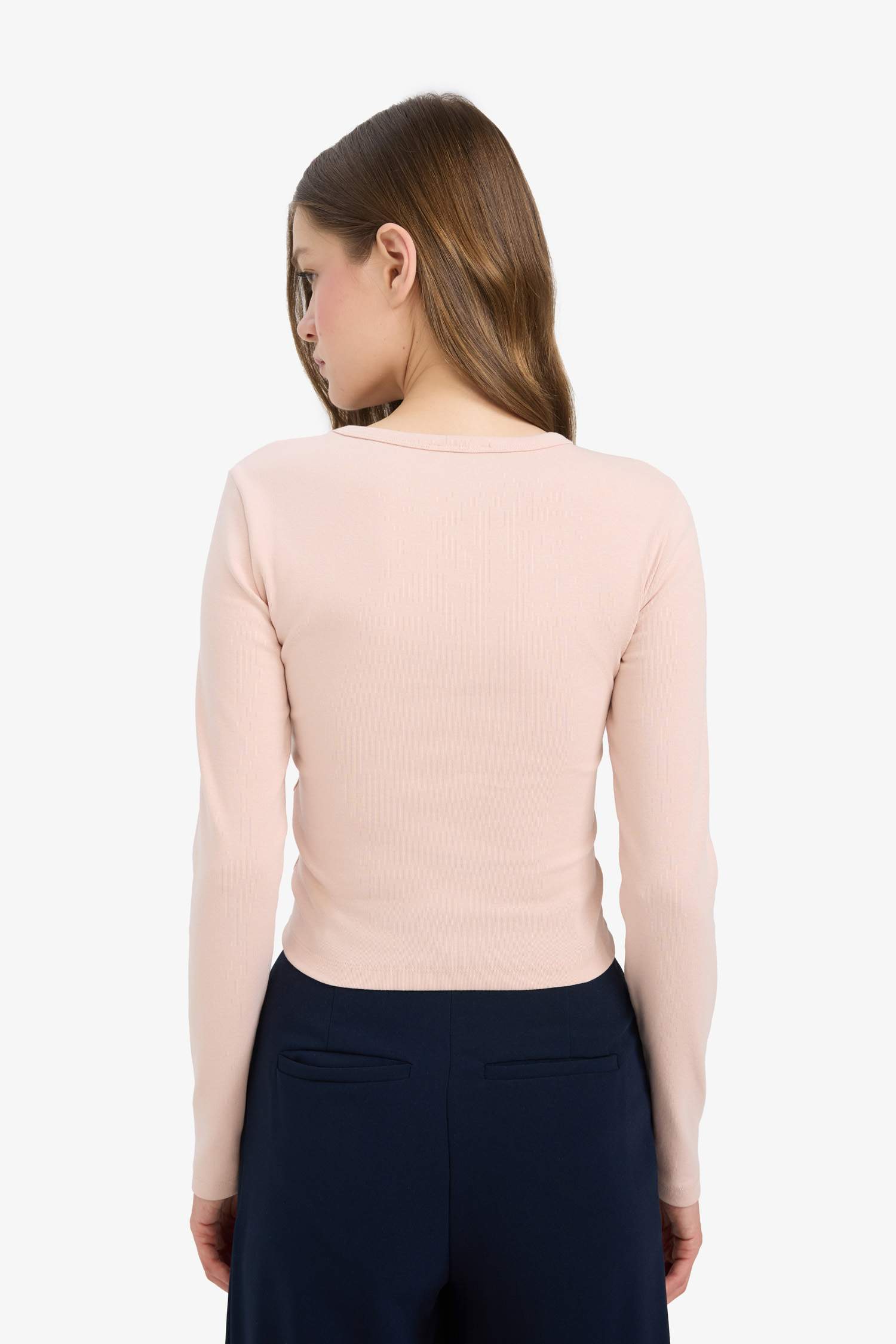 Fitted Crew Neck Ribbed T-Shirt