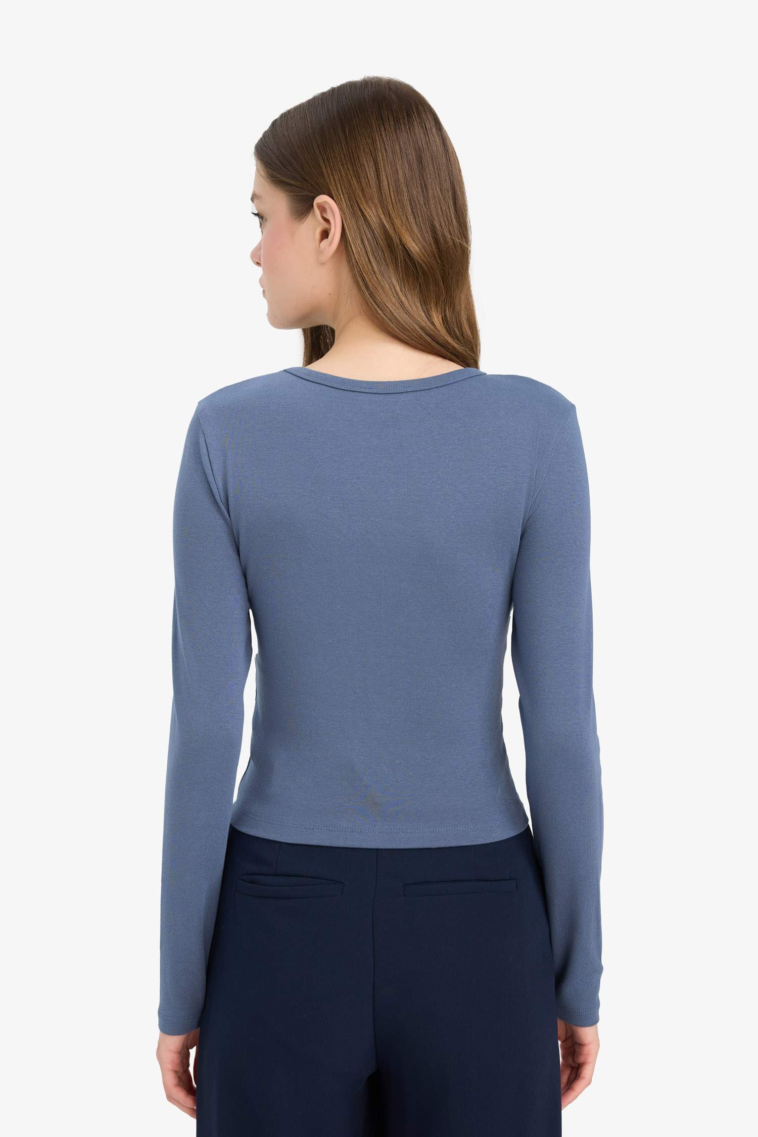 Fitted Crew Neck Ribbed T-Shirt