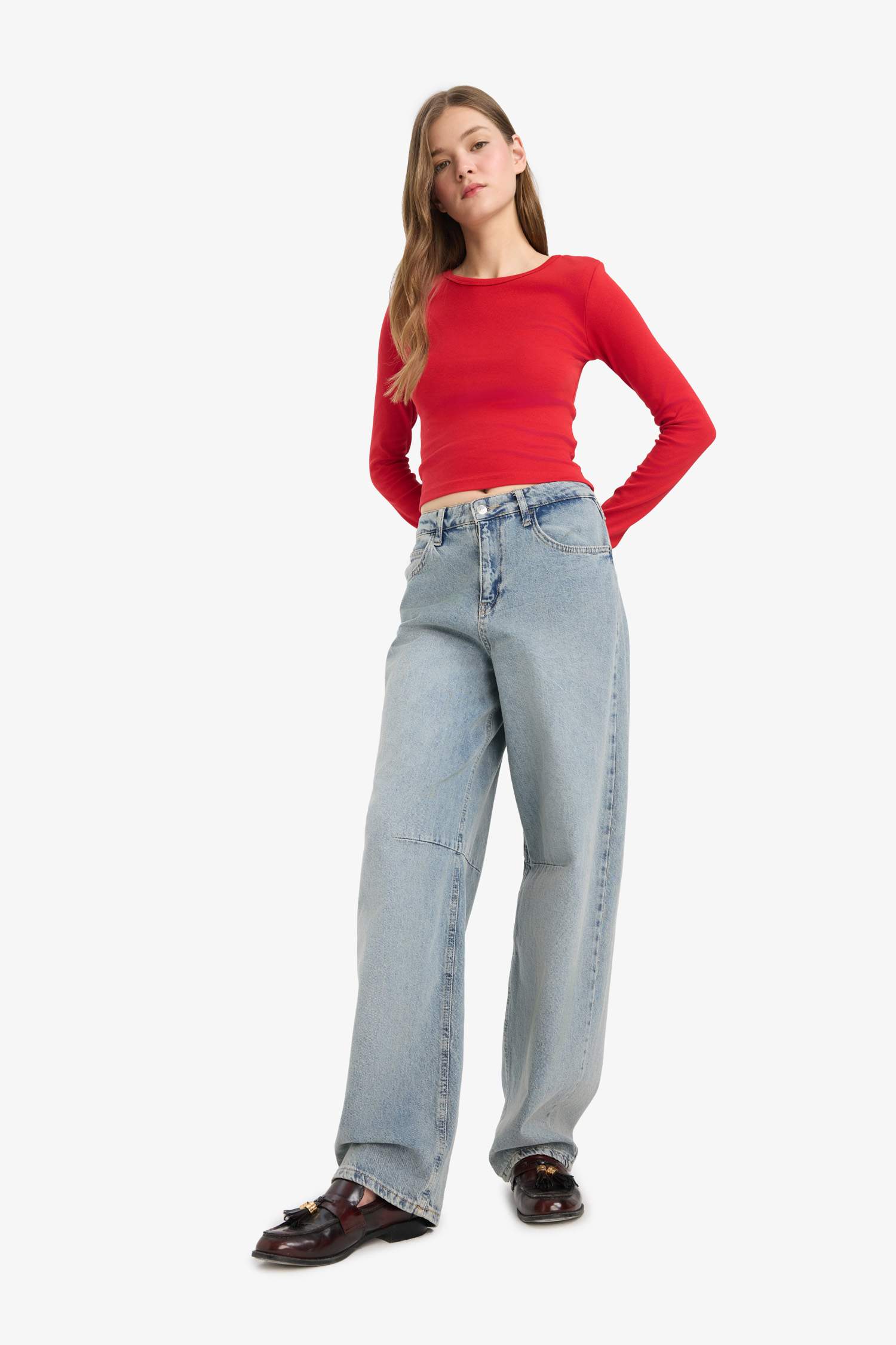 Fitted Crew Neck Ribbed T-Shirt