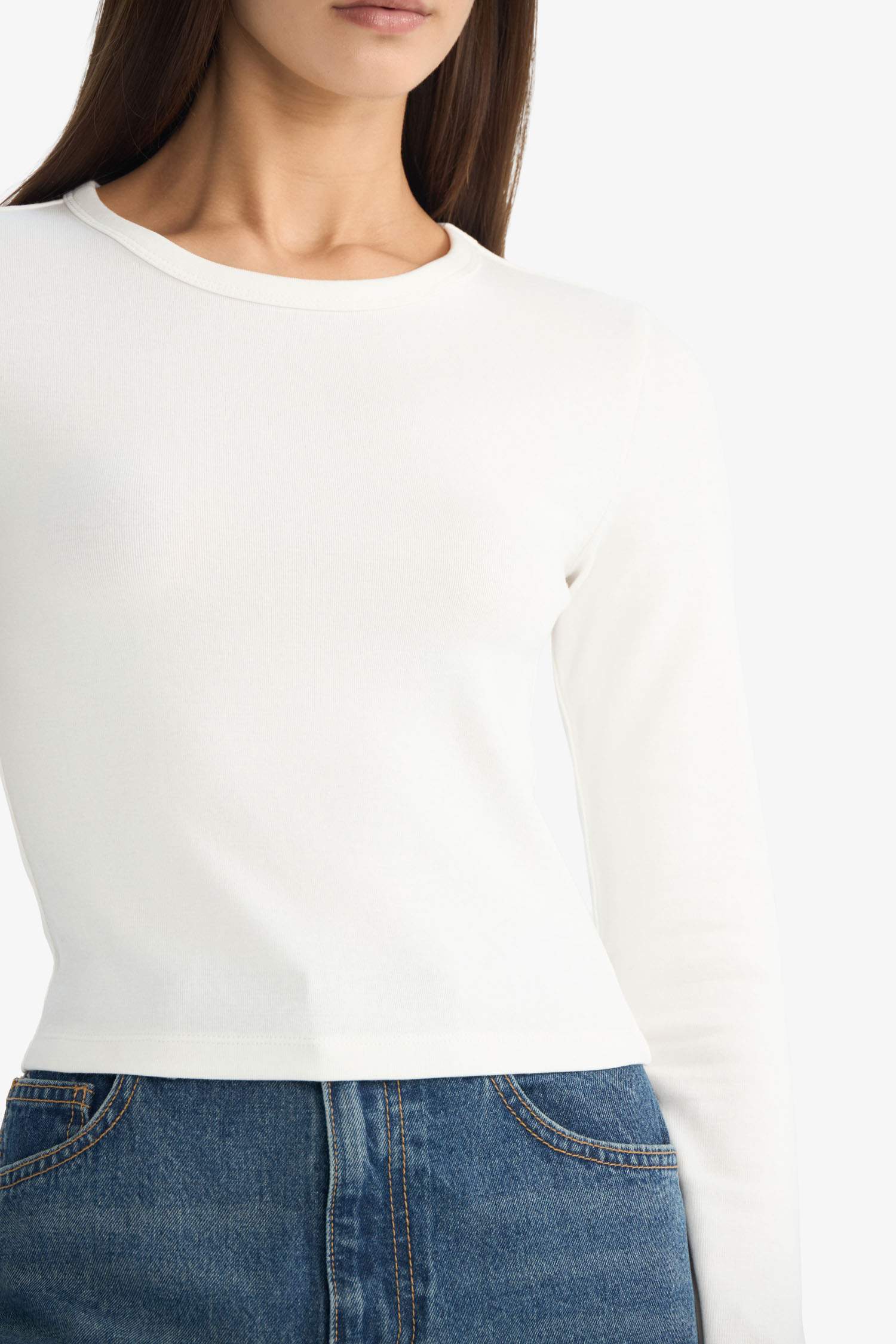 Лонгслив в рубчик Fitted