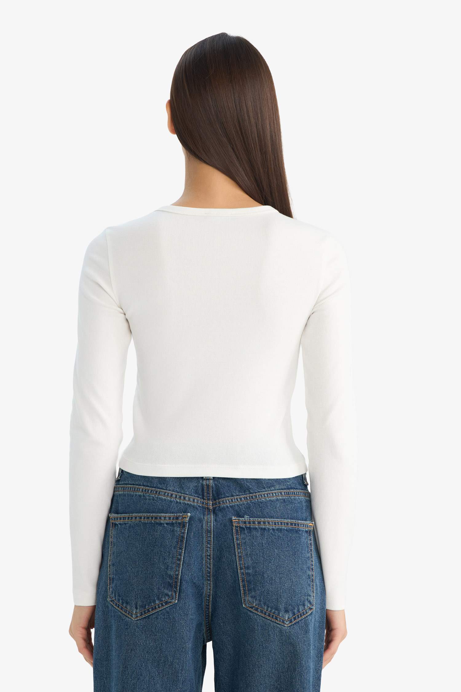 Лонгслив в рубчик Fitted