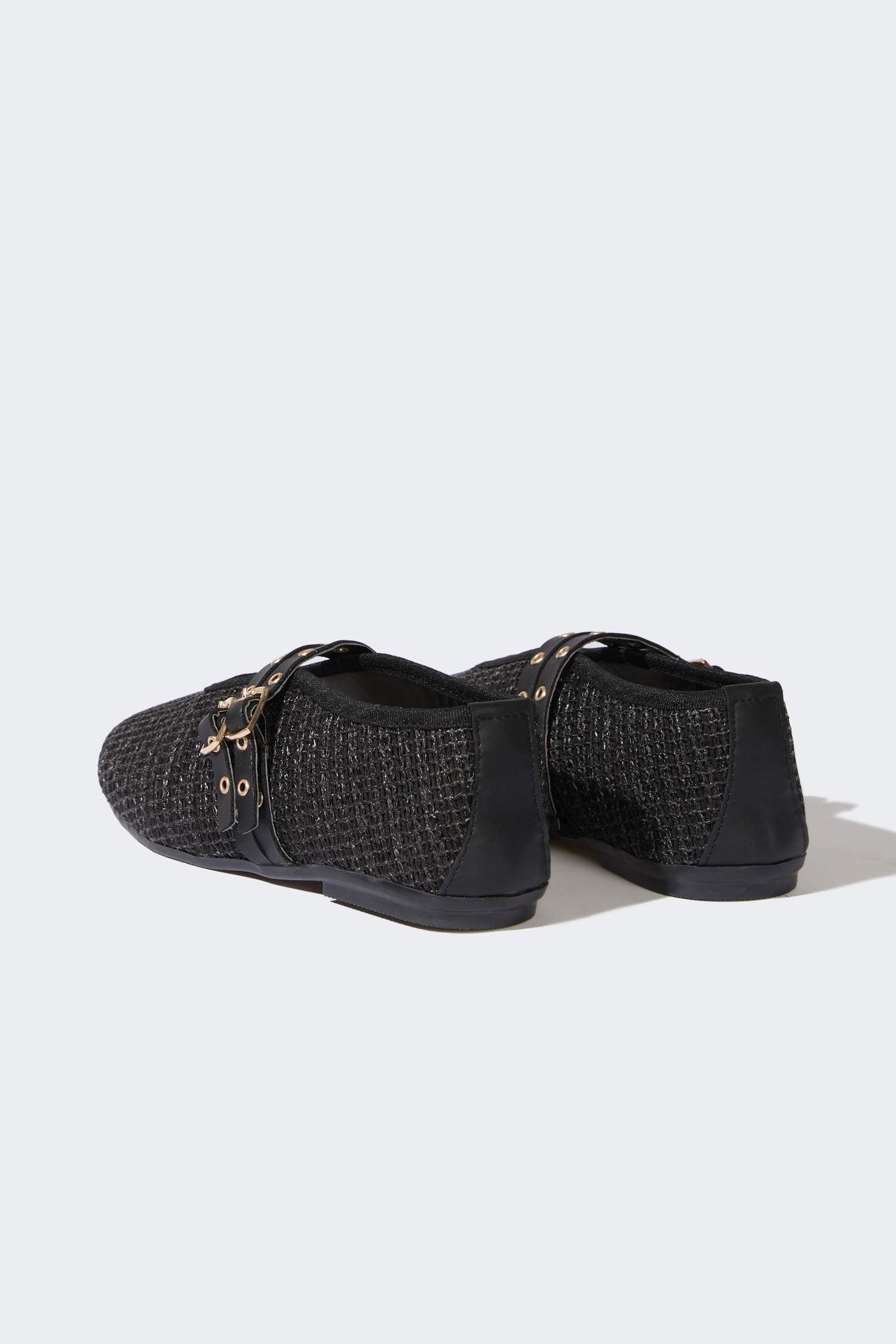 Girl Straw Detailed Ballerina Flat Shoes