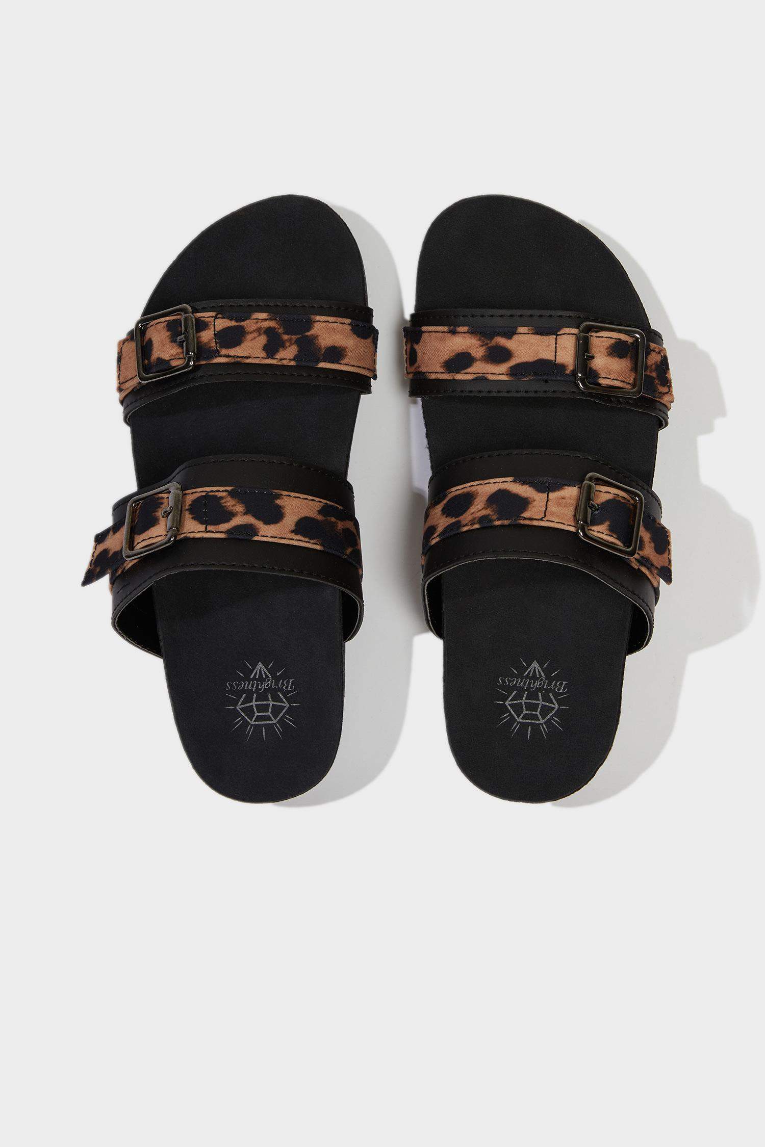 Kız Çocuk Leopar Desenli Düz Taban Terlik