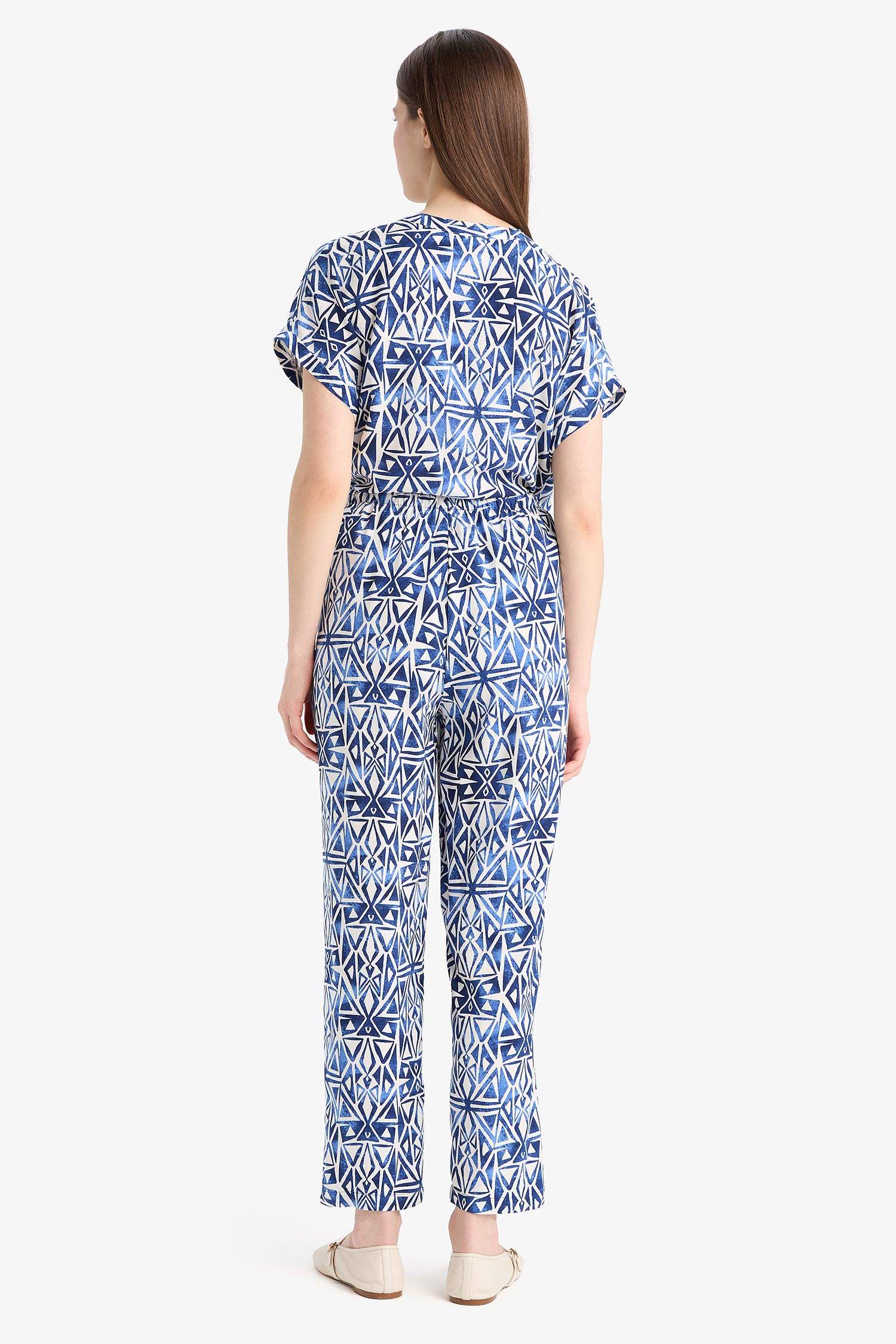 Carrot Fit Wide Leg Printed Trousers