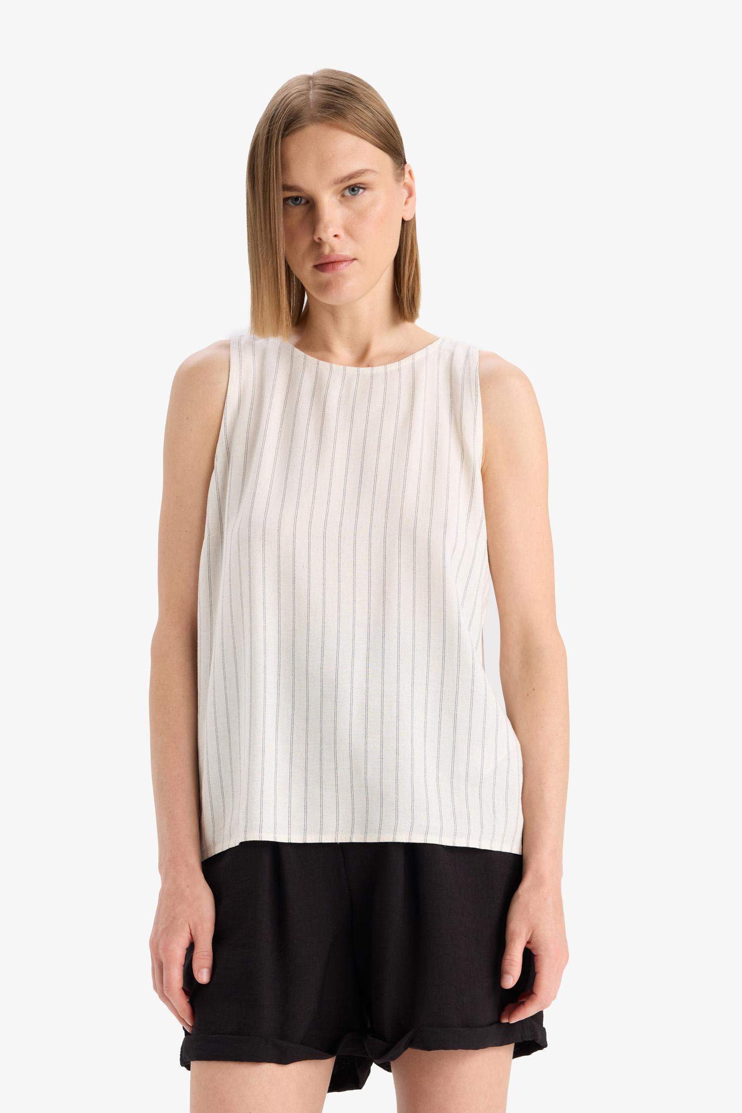 Шорты из кринкиной ткани с высокой талией