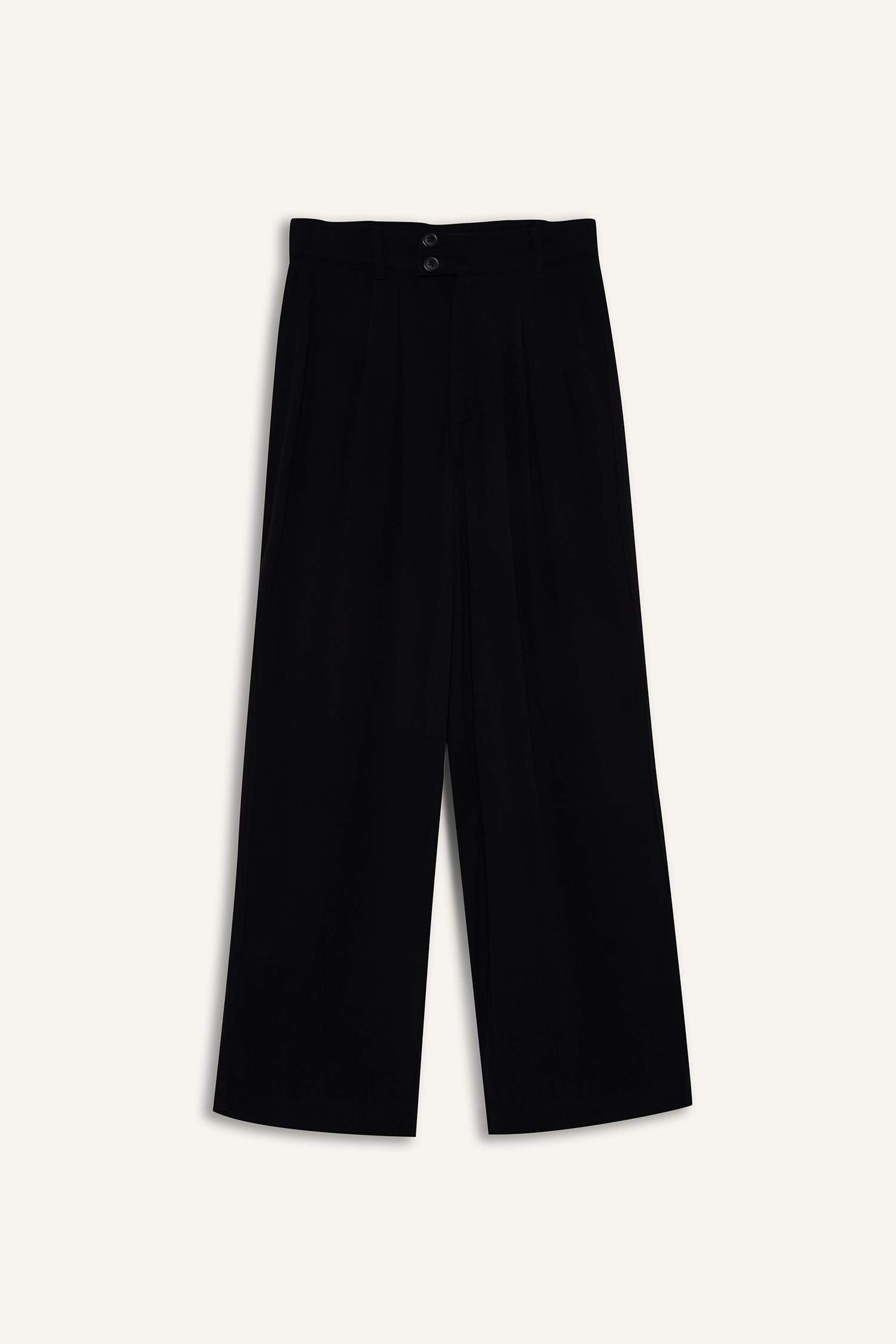 Culotte Fit Regular Hem Double Pocket Linen Blended Trousers