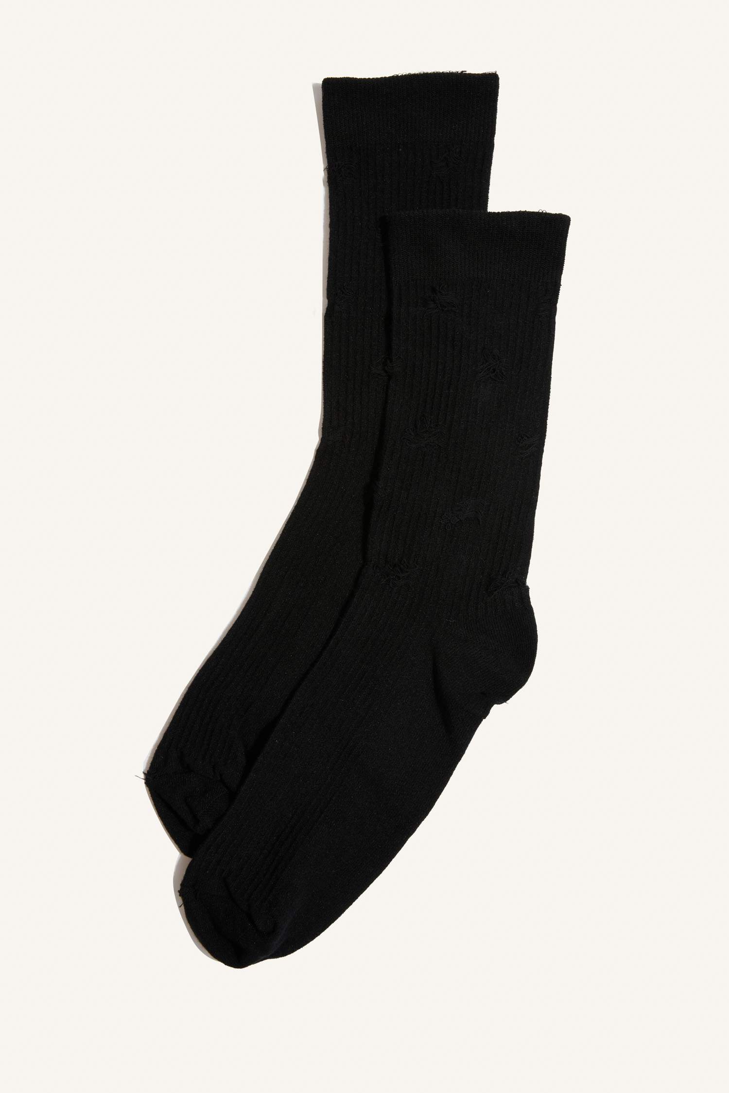 Erkek Dikişsiz Yırtık Detaylı Penye Pamuklu Premium Uzun Çorap